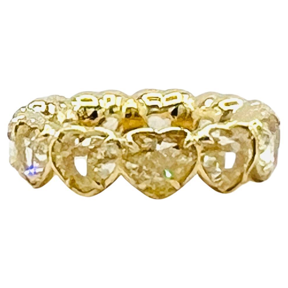 GIA Yellow Diamond Heart 1 Carat Each Eternity Band Ring in 18K Yellow Gold