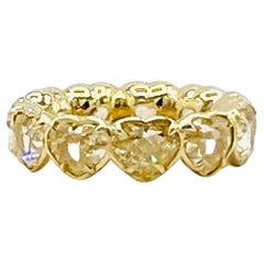 GIA Yellow Diamond Heart 1 Carat Each Eternity Band Ring in 18K Yellow Gold
