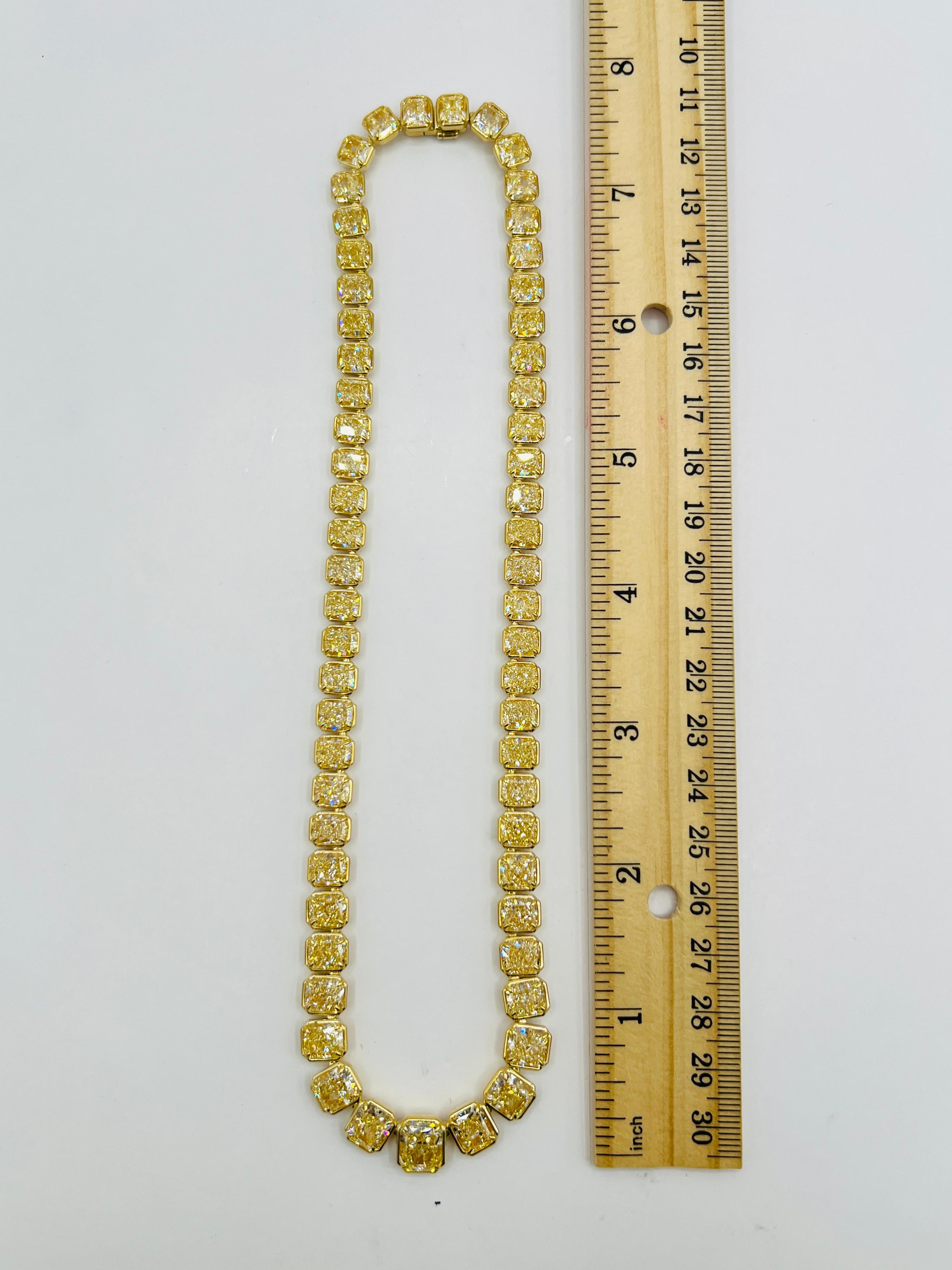 GIA Yellow Diamond Riviera Necklace in 18K Yellow Gold For Sale 1