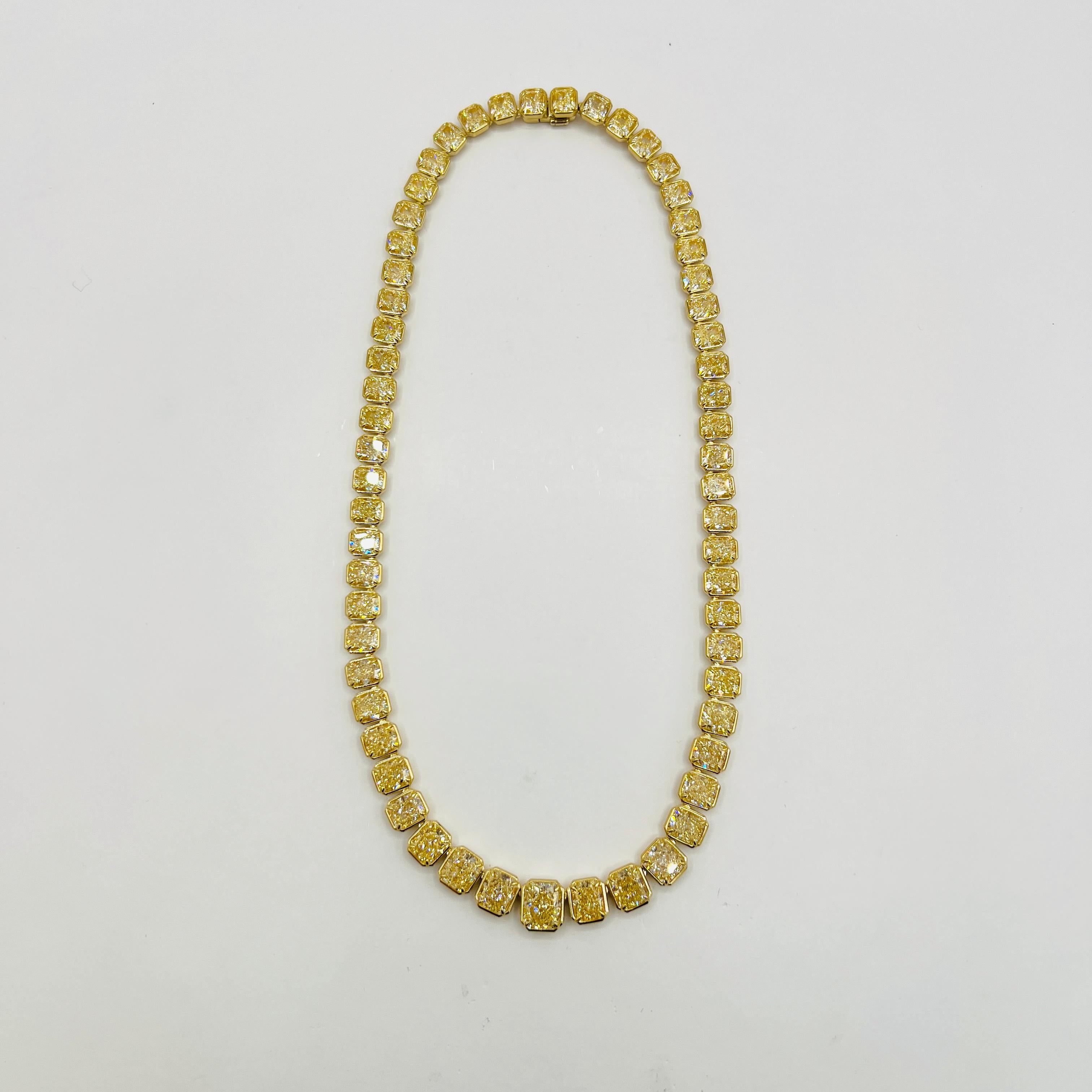 GIA Yellow Diamond Riviera Necklace in 18K Yellow Gold For Sale