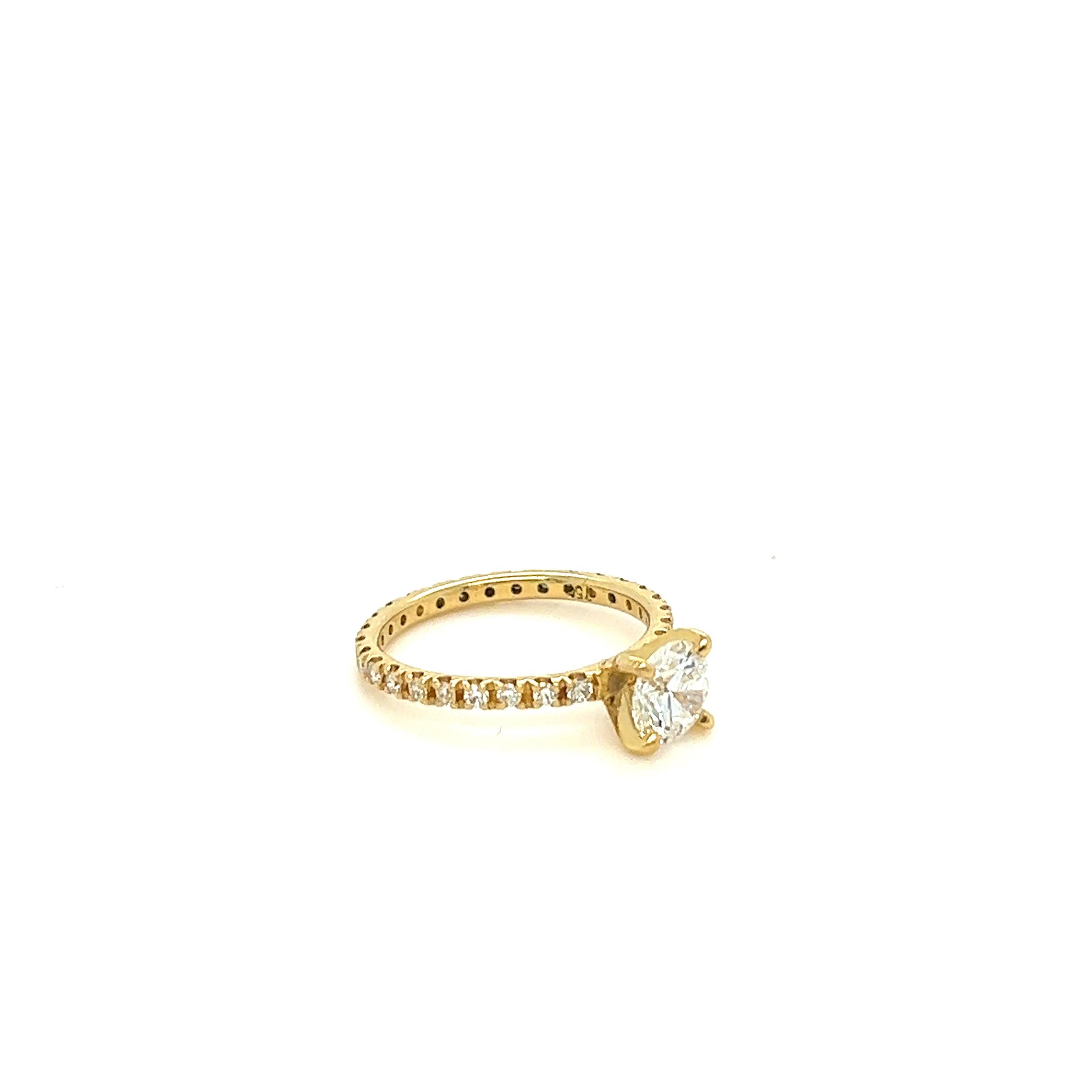 Taille ronde Bague solitaire en or jaune GIA avec diamant 0,80ct en vente