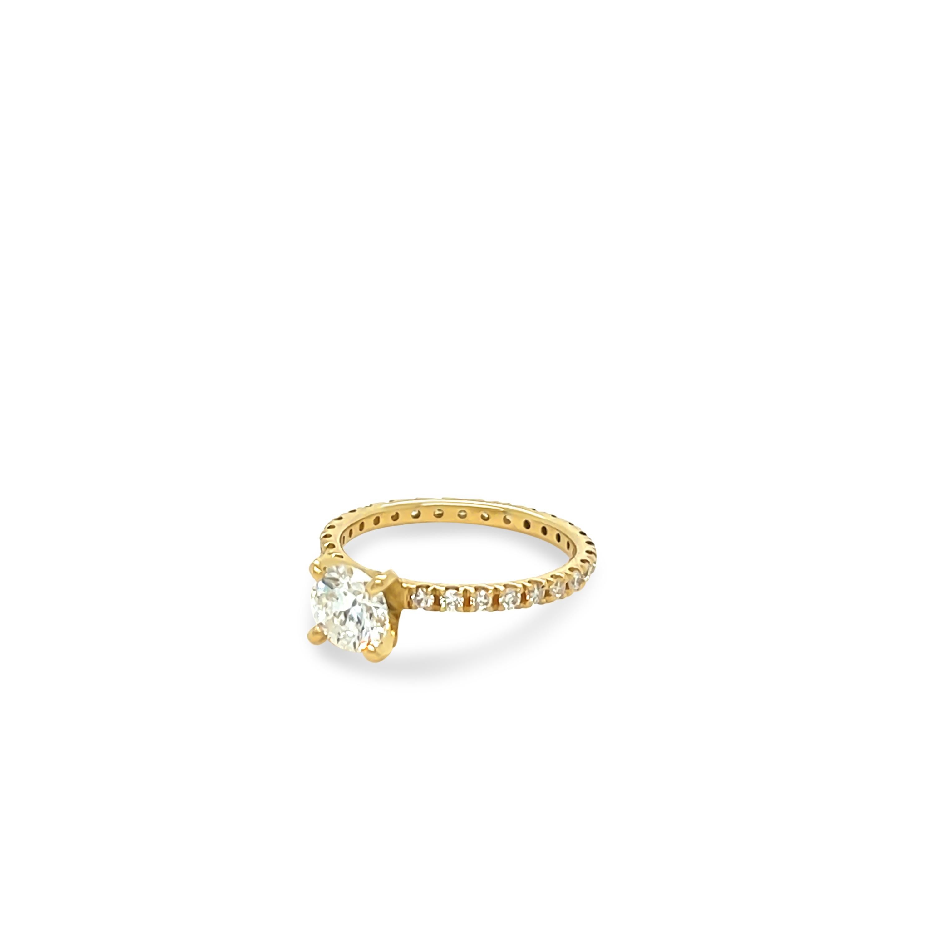 Solitärring aus Gelbgold mit GIA-Diamant 0,80 Karat (Rundschliff) im Angebot