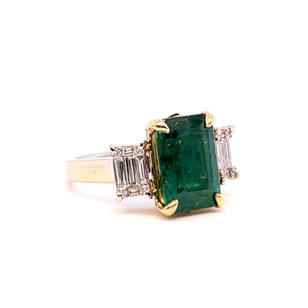 Women's or Men's GIA Zambian Emerald Diamond 18 Karat White Yellow Gold Ring