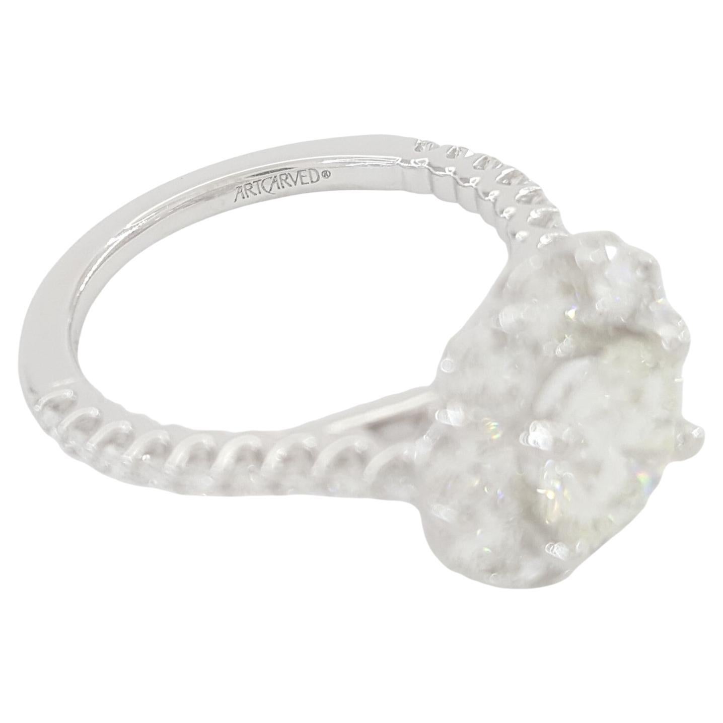 GIA2,01 ct Peso total Diamante redondo talla brillante Halo Anillo de oro blanco de 18k Corte redondo en venta