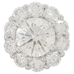 GIA2,01 ct Peso total Diamante redondo talla brillante Halo Anillo de oro blanco de 18k