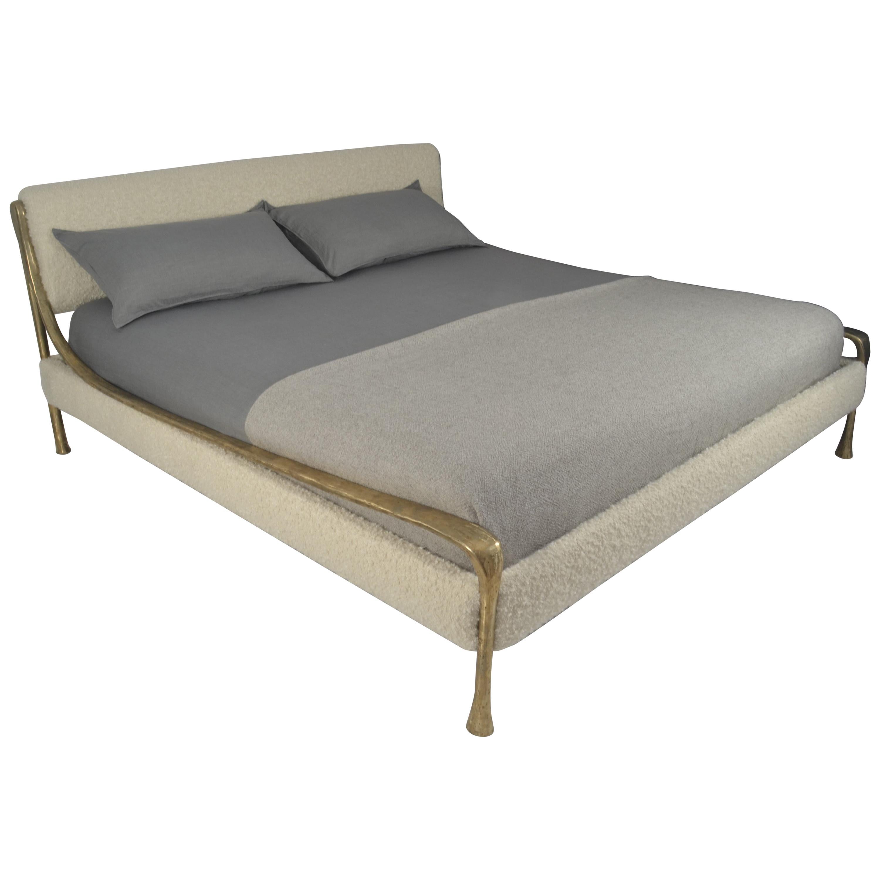 Giac Bed Queen Silicone Bronze Frame, Mattress Boxes, Art Deco Cast Metal Design For Sale