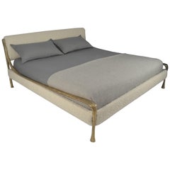 Giac Bed Queen Silicone Bronze Frame, Mattress Boxes, Art Deco Cast Metal Design