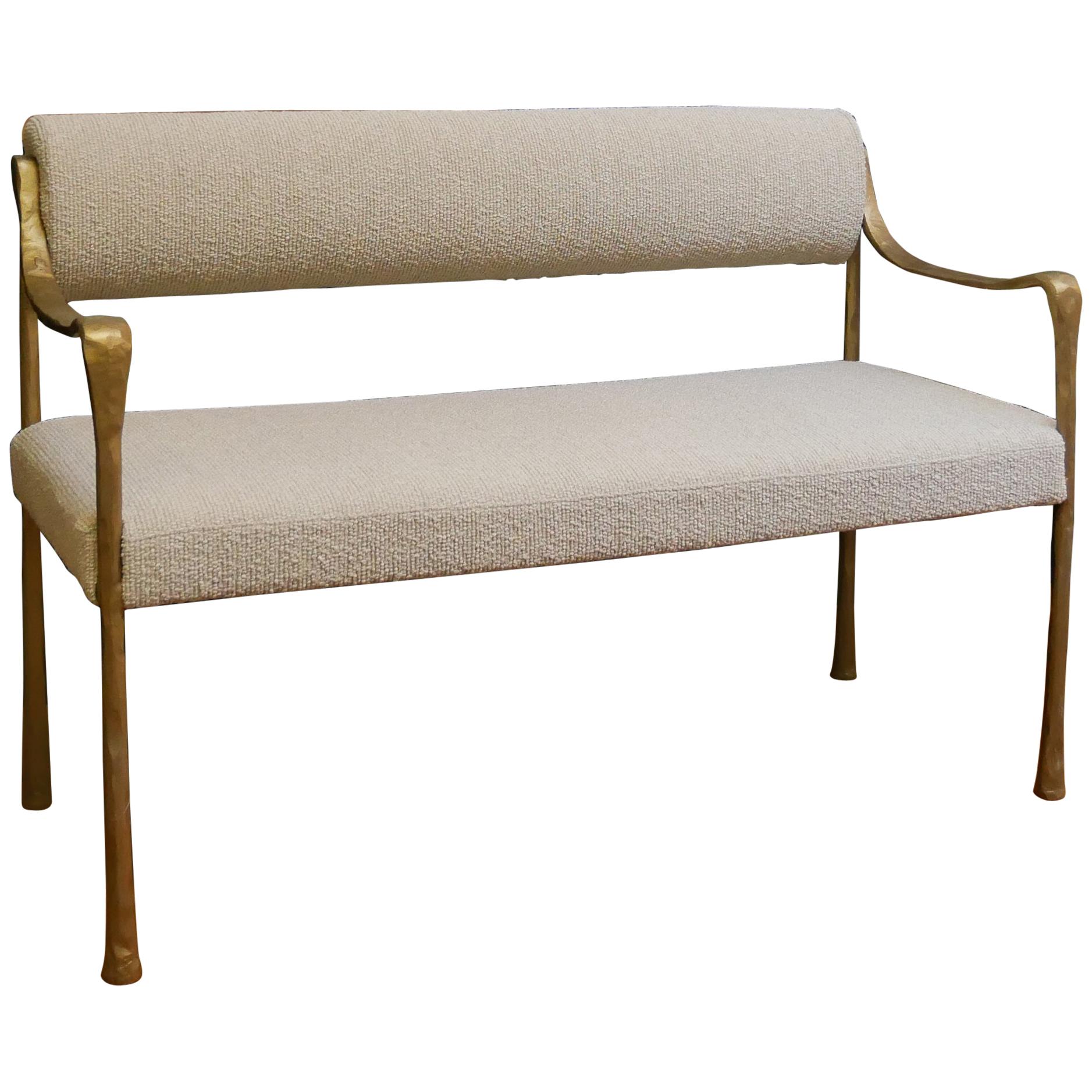 Giac Settee with Aluminum Hand-Patinaed Frame Contemporary Seating COL/COM For Sale