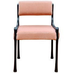Giac Side Chair Art Deco Inspired Low-Arm Seat with Upholstered Cast Metal Frame