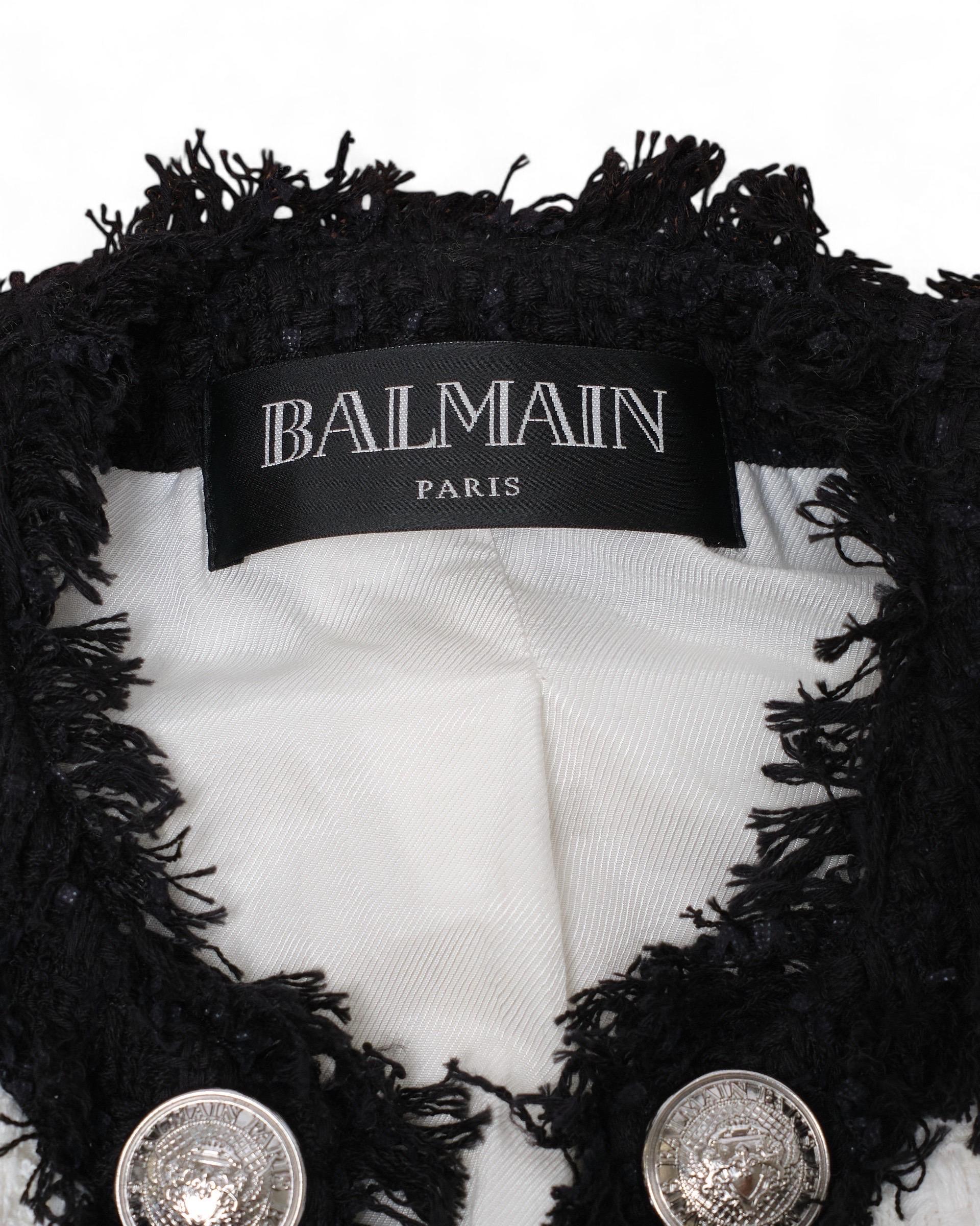 Giacca Balmain Cropped Tweed For Sale 5