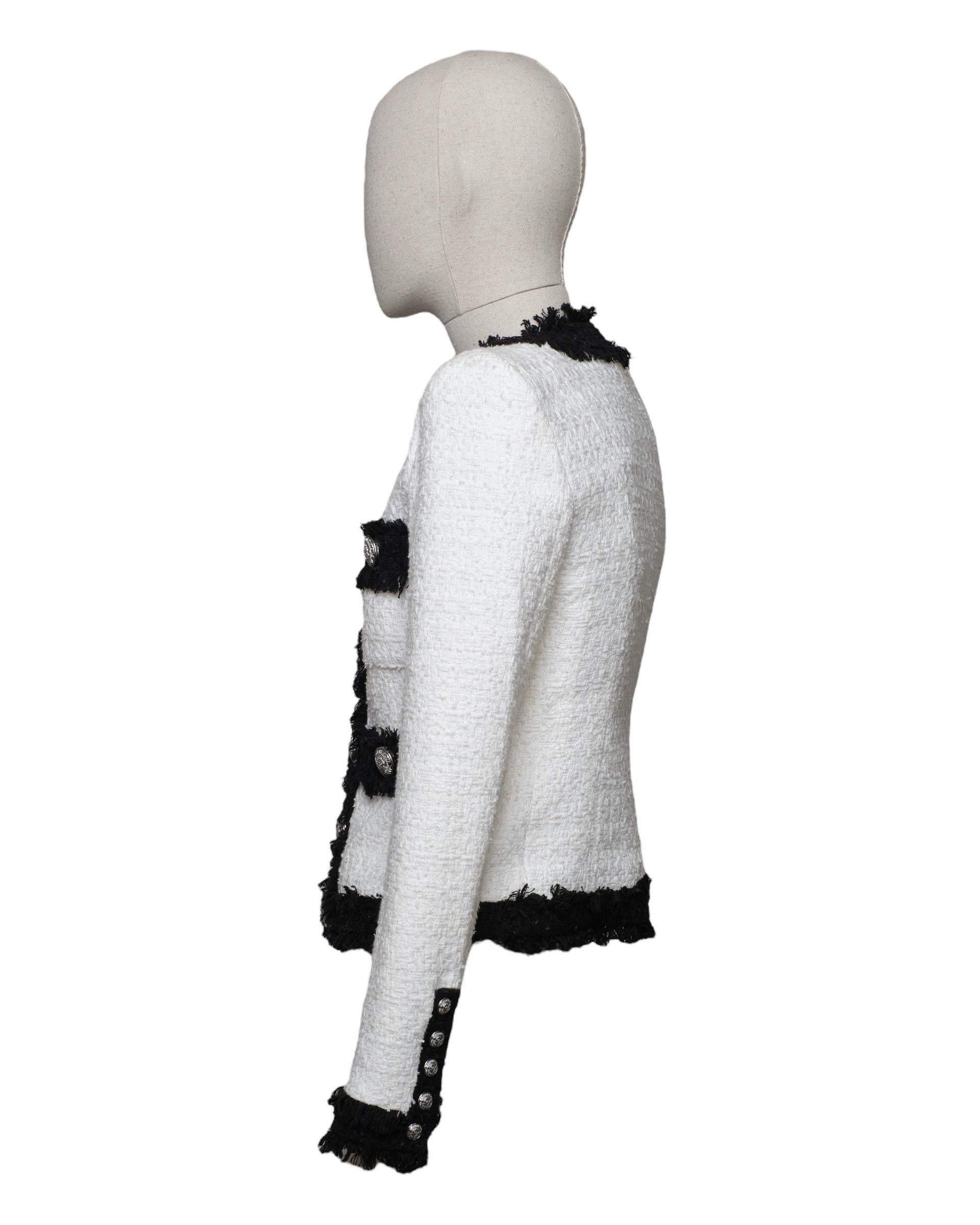 Gray Giacca Balmain Cropped Tweed For Sale