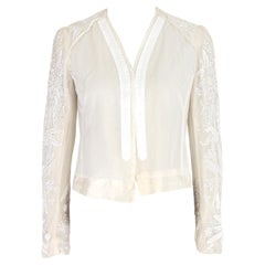 Dries Van Noten Ivory Vintage 2000's Lace and Beading Silk Short Jacket