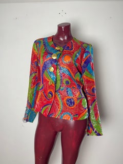 Giacca da sera in broccato multicolore Yves Saint Laurent Rive Gauche