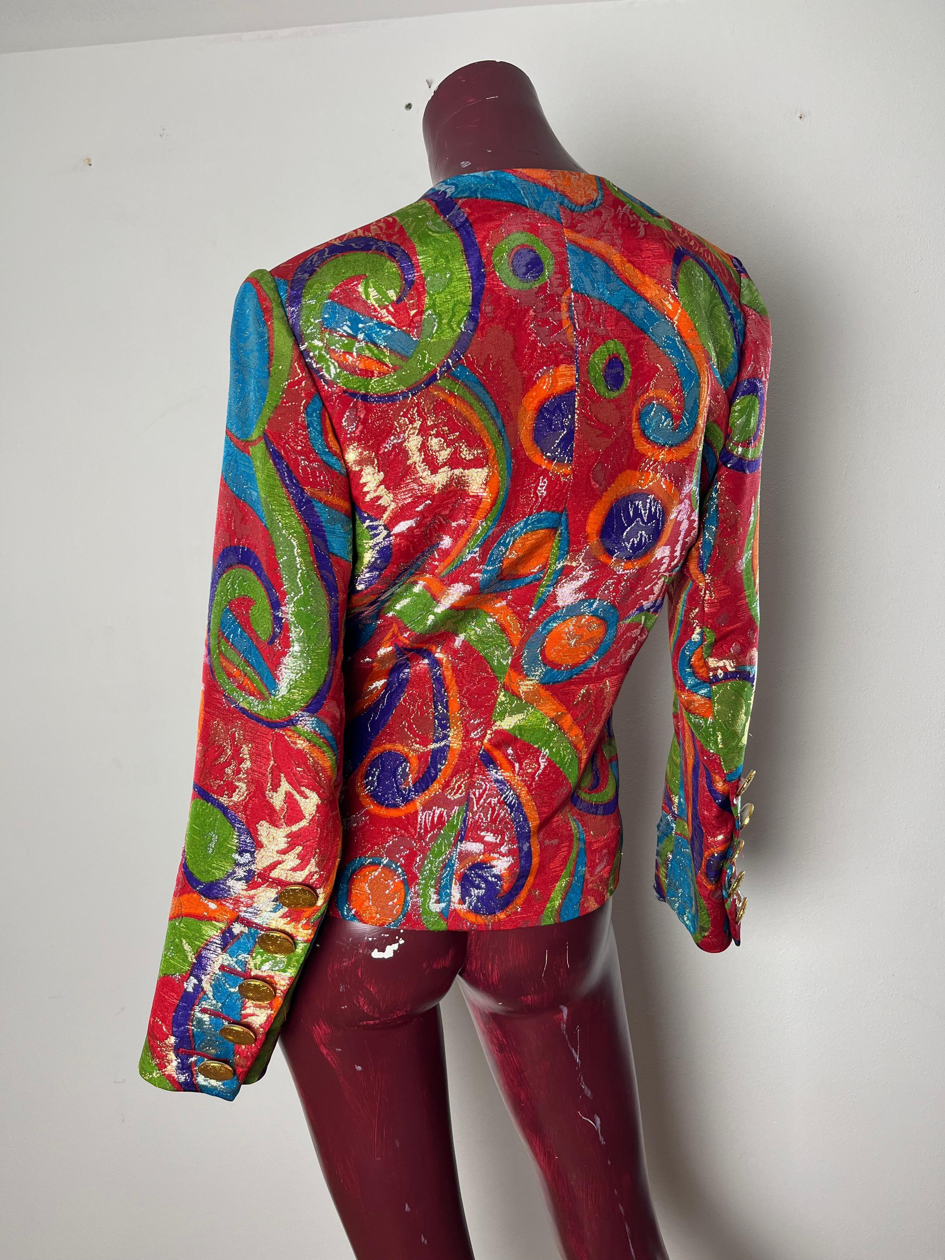 Women's or Men's Multicolor brocade evening jacket Yves Saint Laurent Rive Gauche For Sale