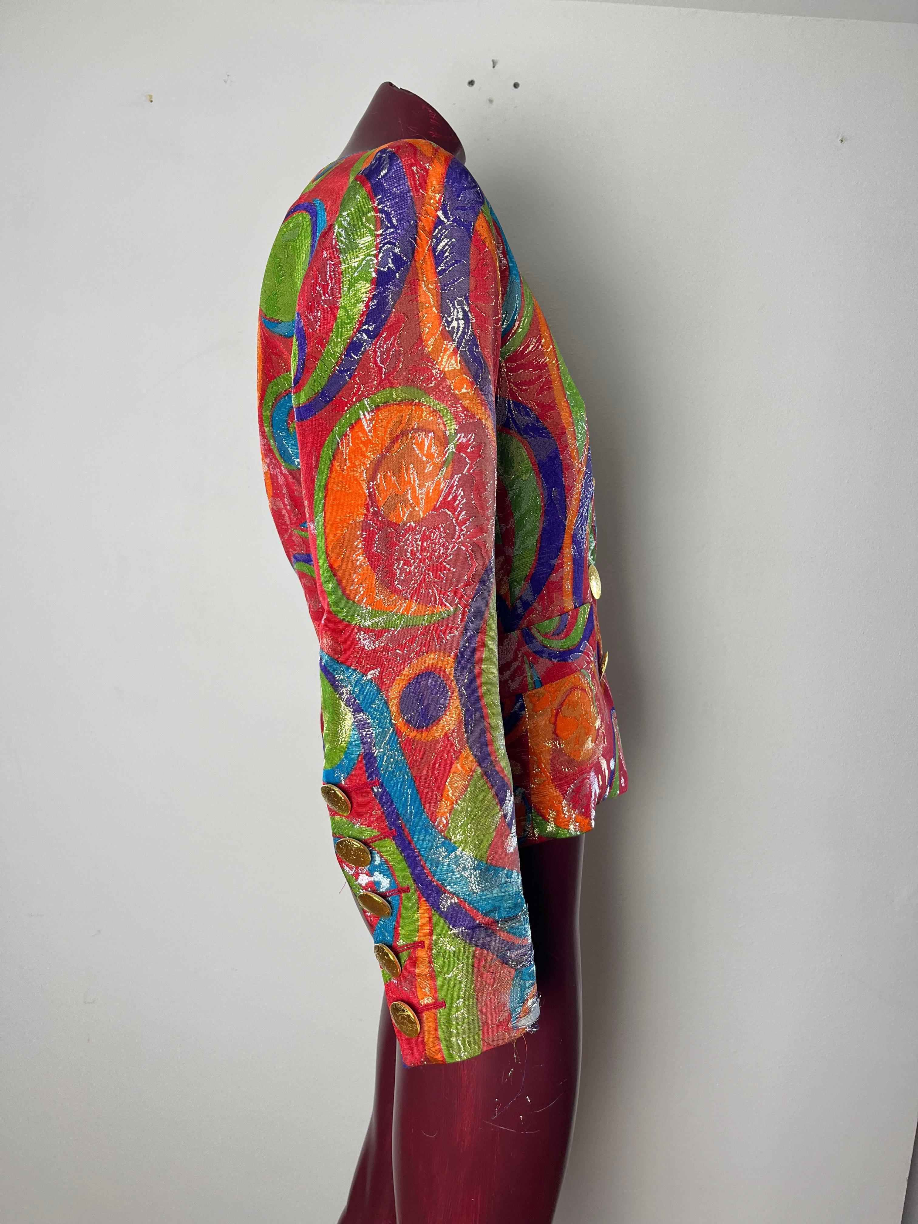 Yves Saint Laurent Rive Gauche - Veste du soir en brocart multicolore en vente 2