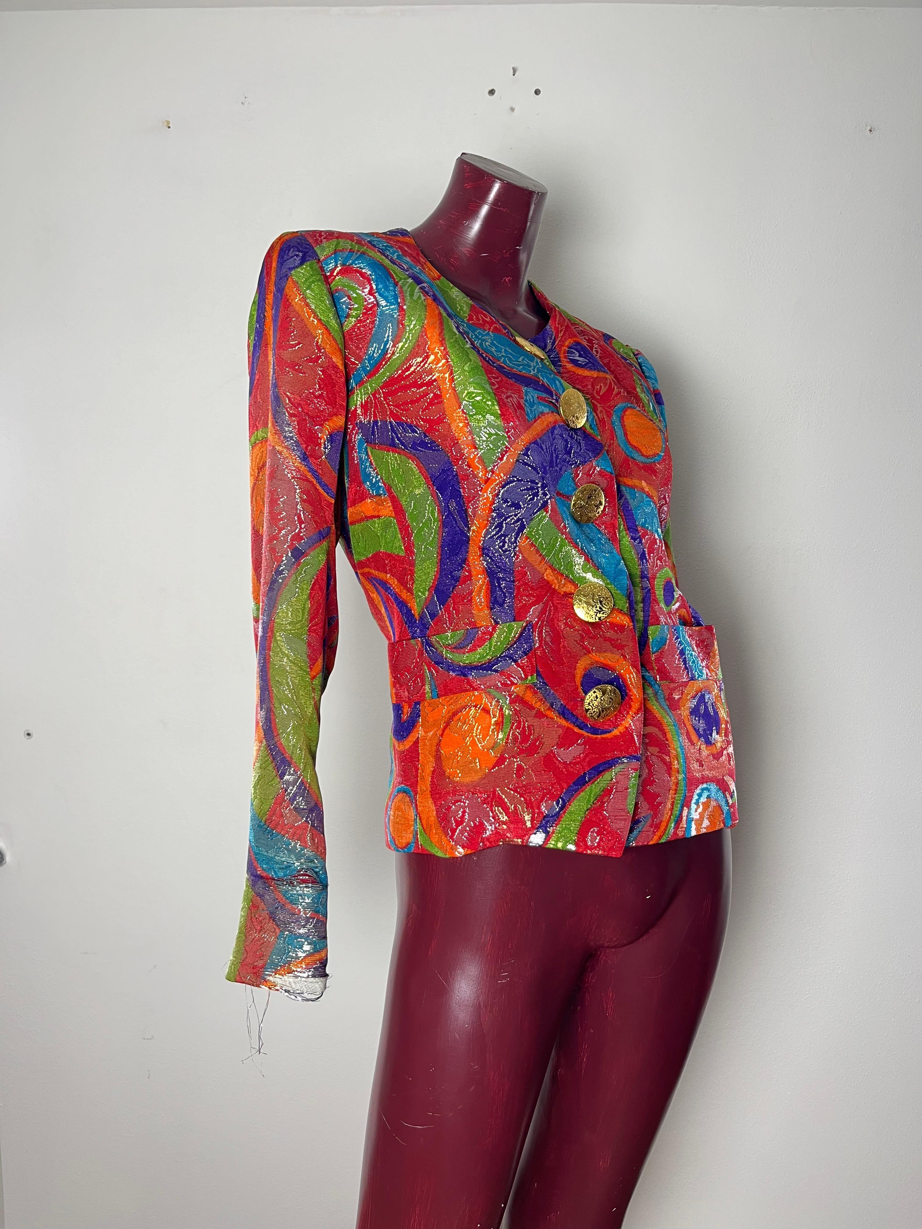 Multicolor brocade evening jacket Yves Saint Laurent Rive Gauche For Sale 3