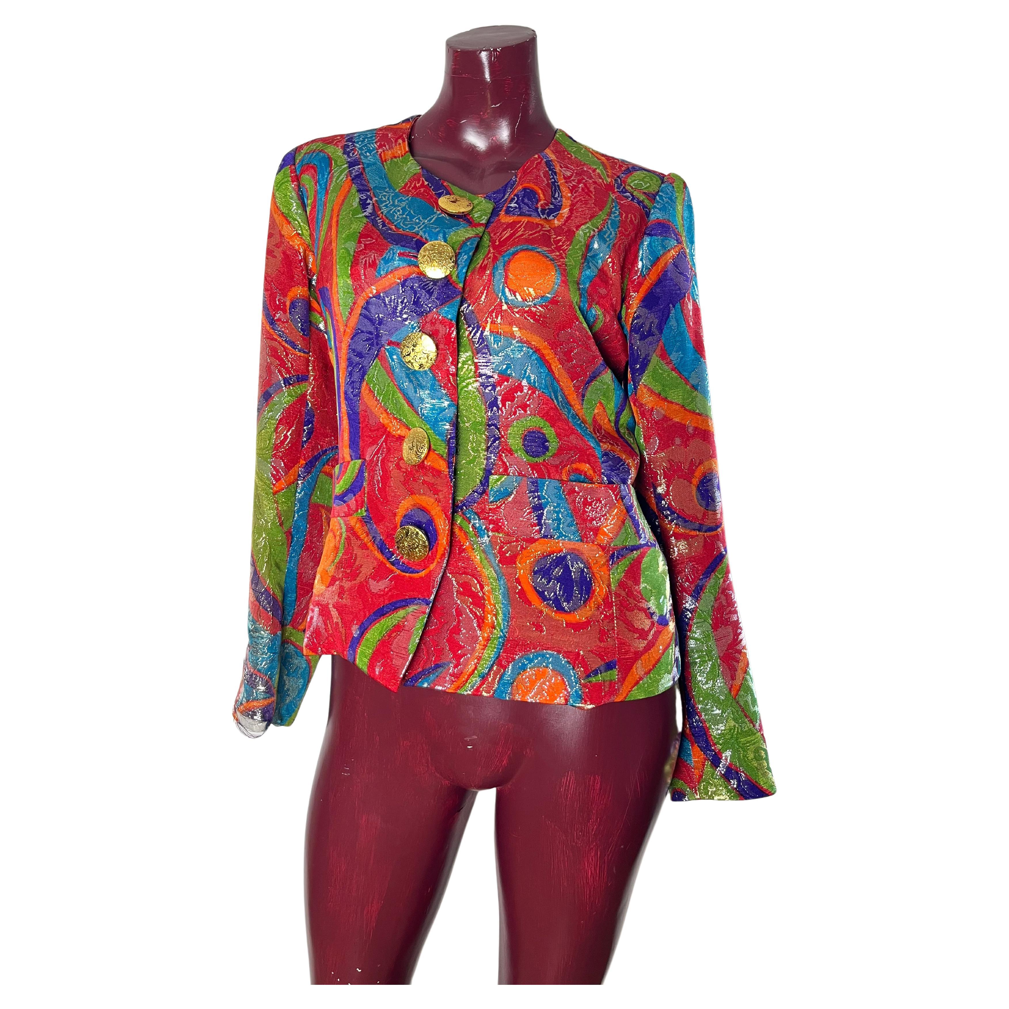 Multicolor brocade evening jacket Yves Saint Laurent Rive Gauche For Sale