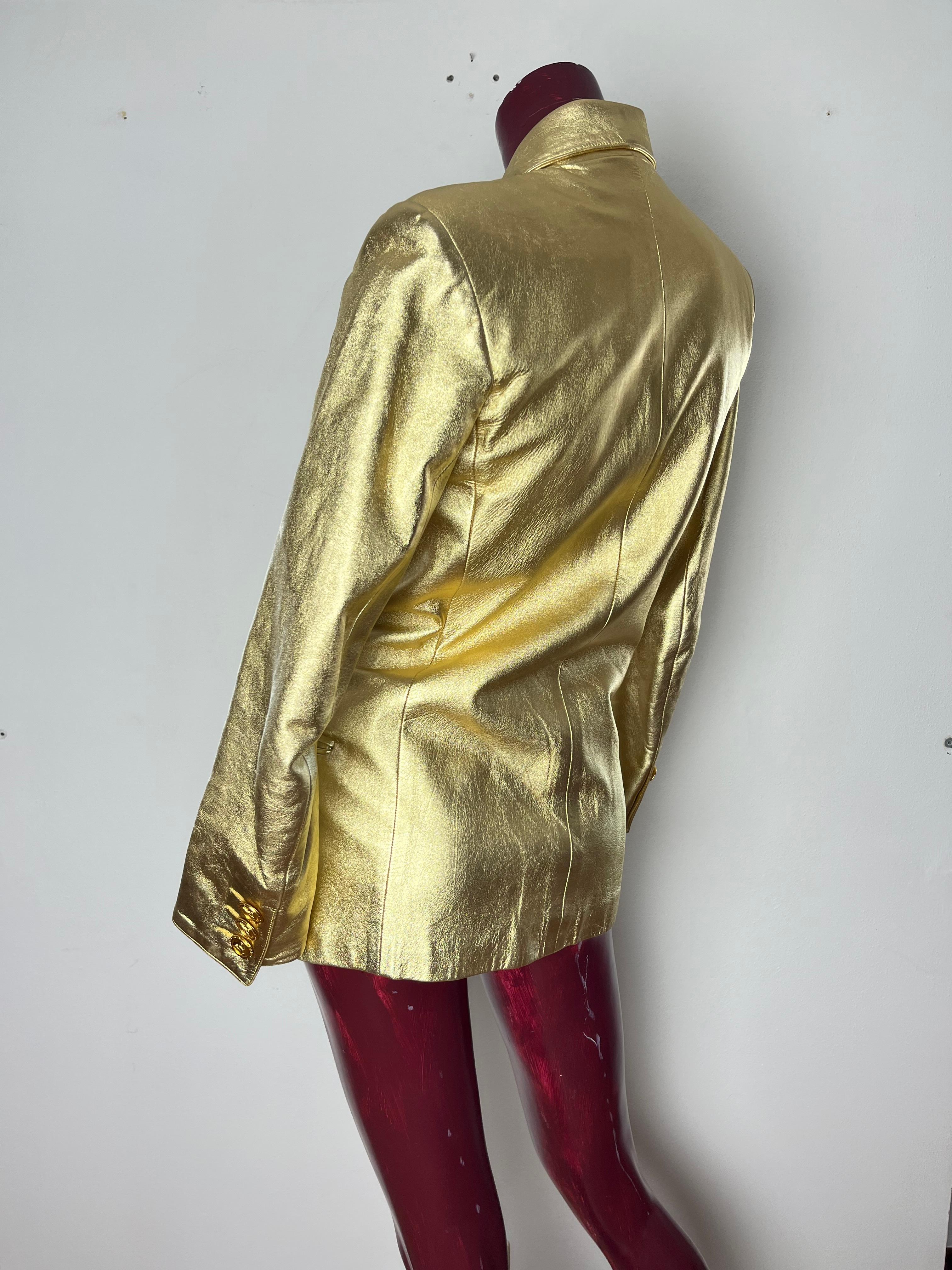 Women's Giacca in pelle oro YSL haute couture For Sale