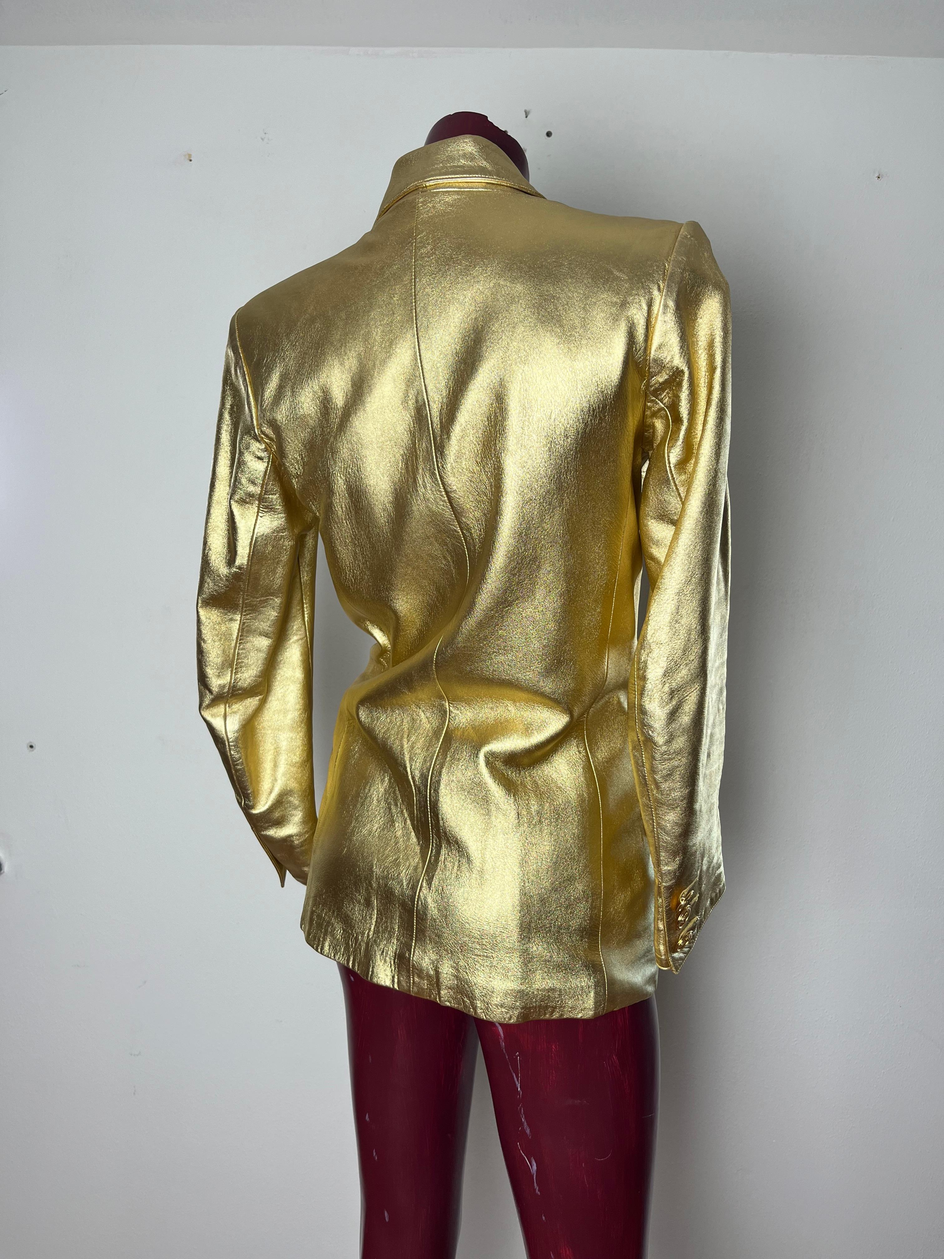 Giacca in pelle oro YSL haute couture For Sale 2