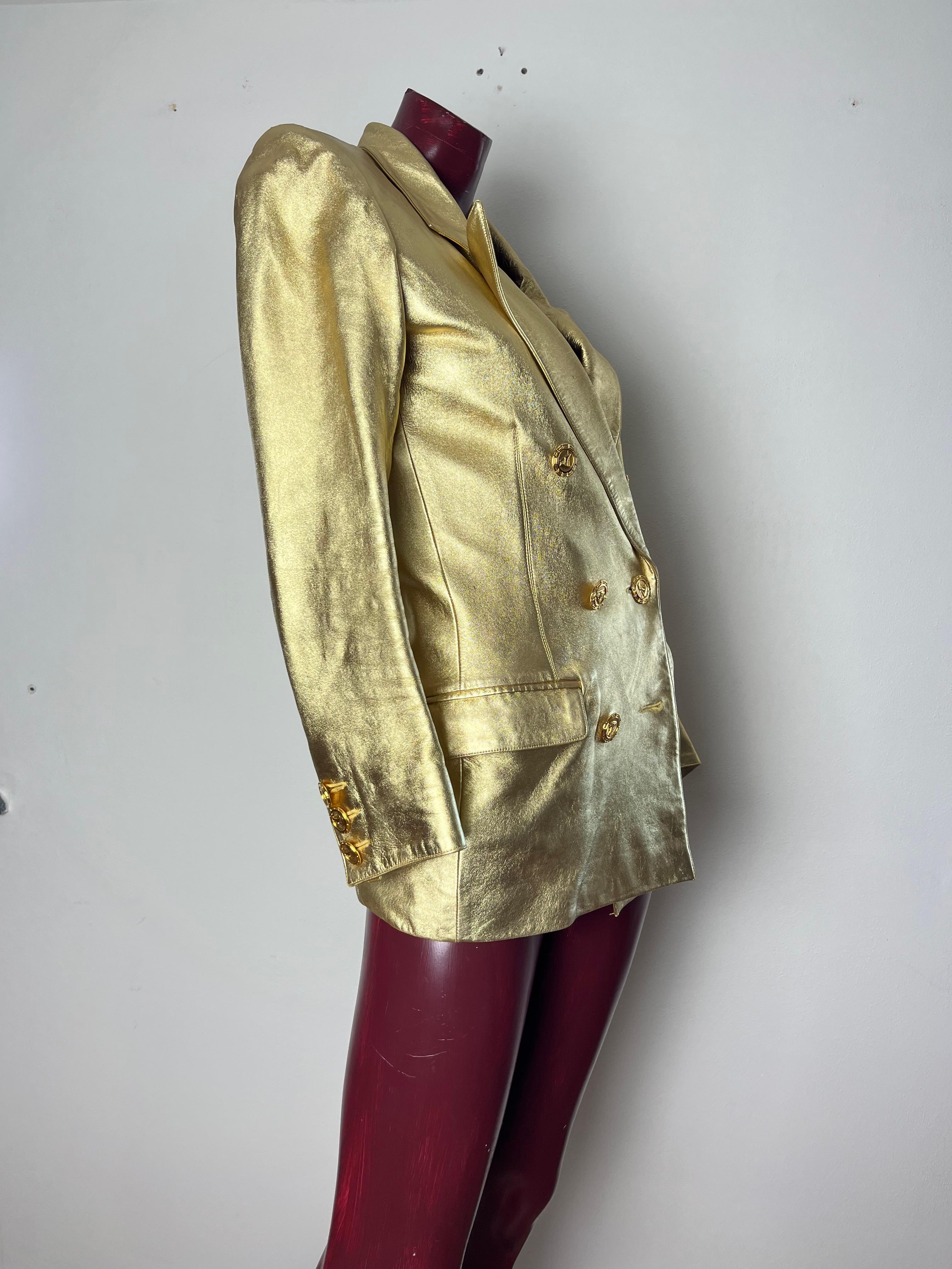 Giacca in pelle oro YSL haute couture For Sale 5