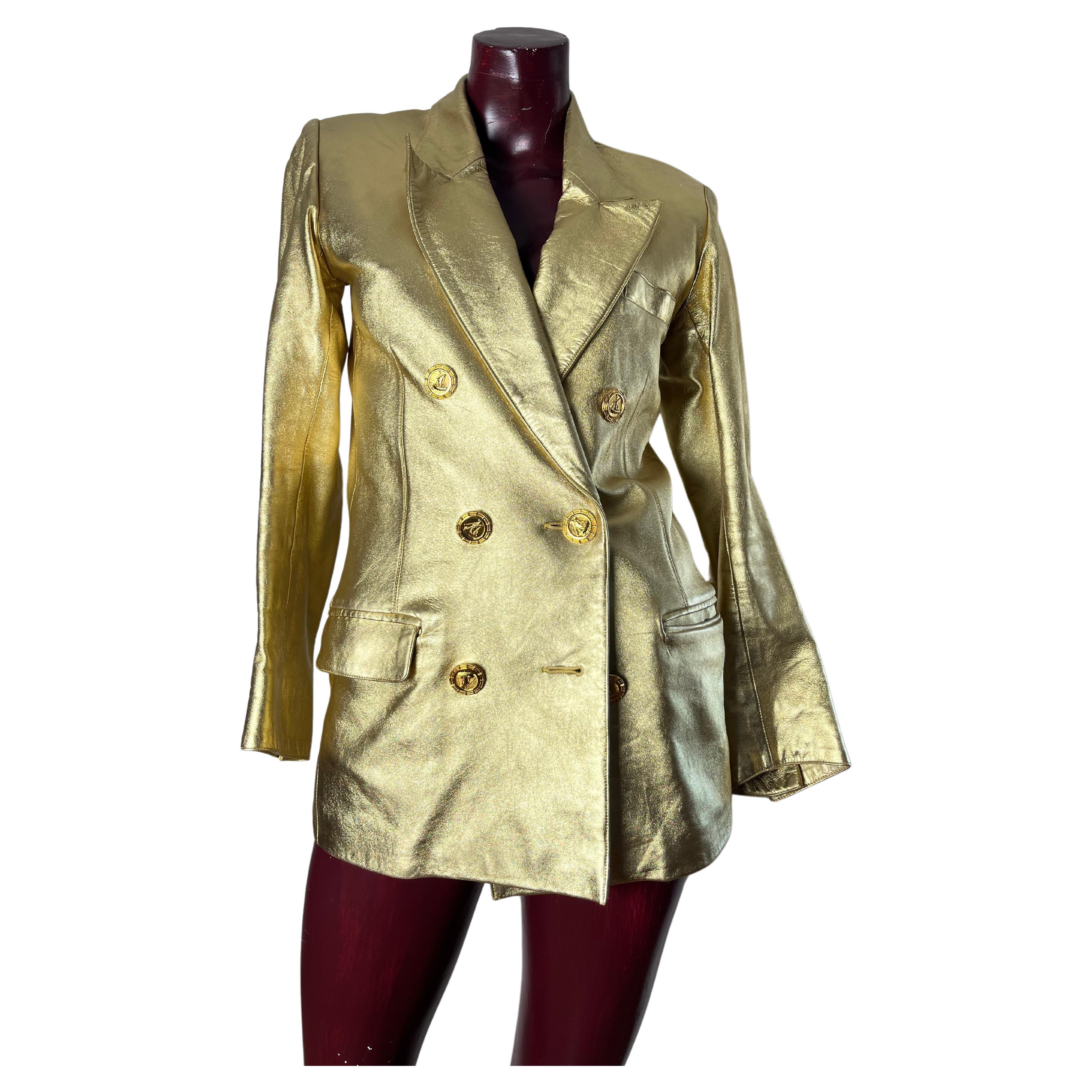 Giacca in pelle Oro YSL Haute Couture im Angebot