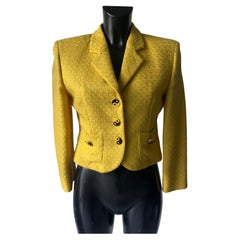 Giacca Moschino Cheap and Chic in lana gialla con bottoni yin-yang, anni '90