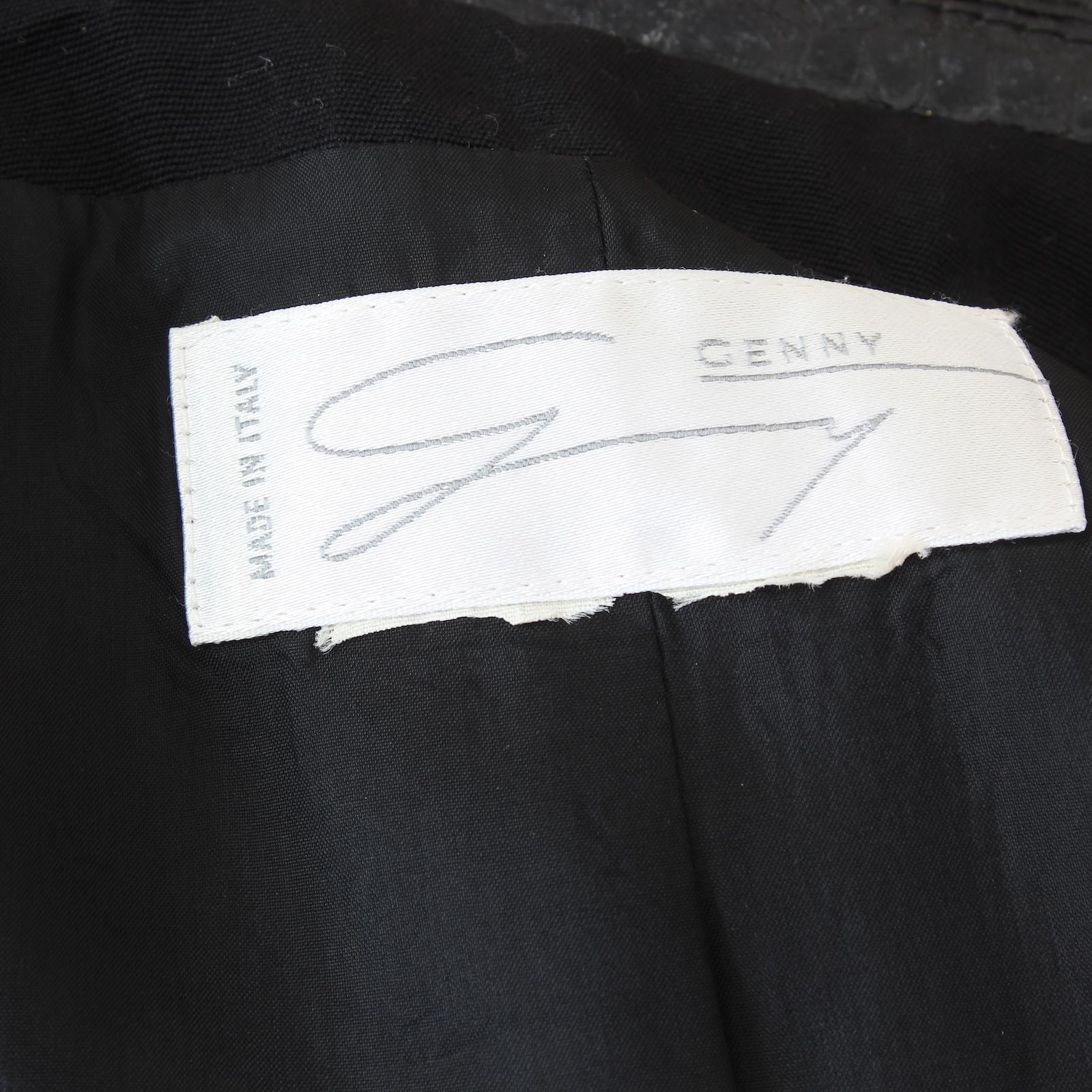 Giacca Slim Fit Genny Inserti in Pelle di Rettile Nera Anni 80 4