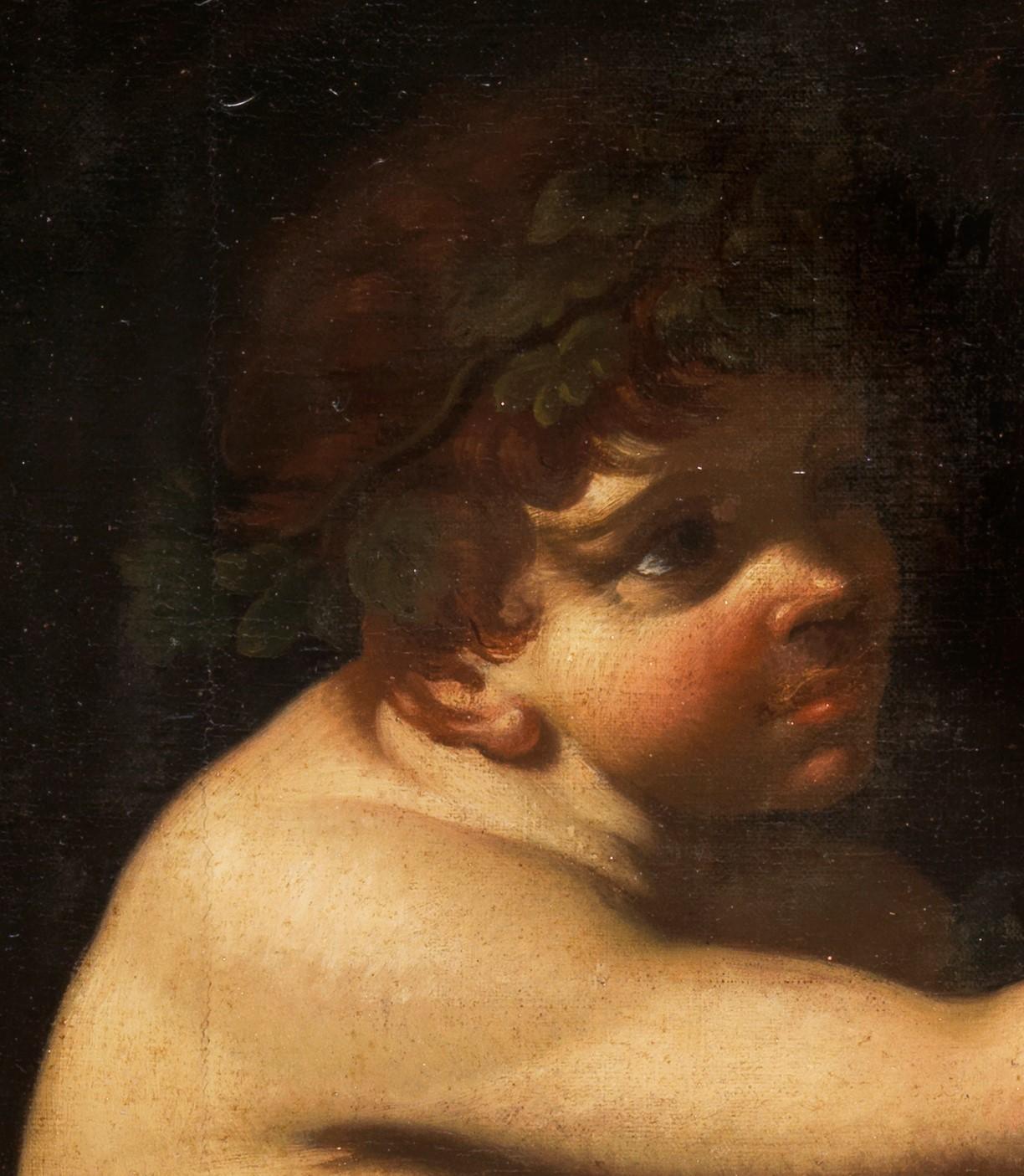 Siglo XVII Baco Giacinto Brandi Infancia mitológica Vino Óleo sobre lienzo - Painting de Giacinto Brandi (Rome 1621 - Rome 1691)