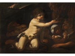 17th Century Bacchus Giacinto Brandi Mythologival Childhood Wine Oil on Canvas