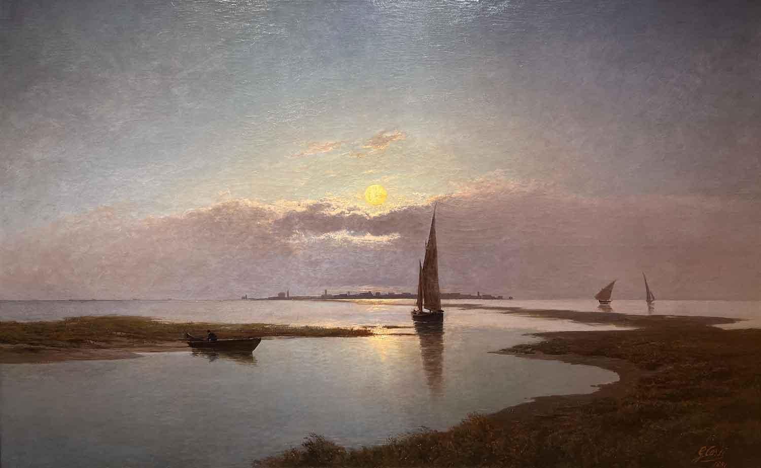 Evening in Comacchio - Ladscape (1881)