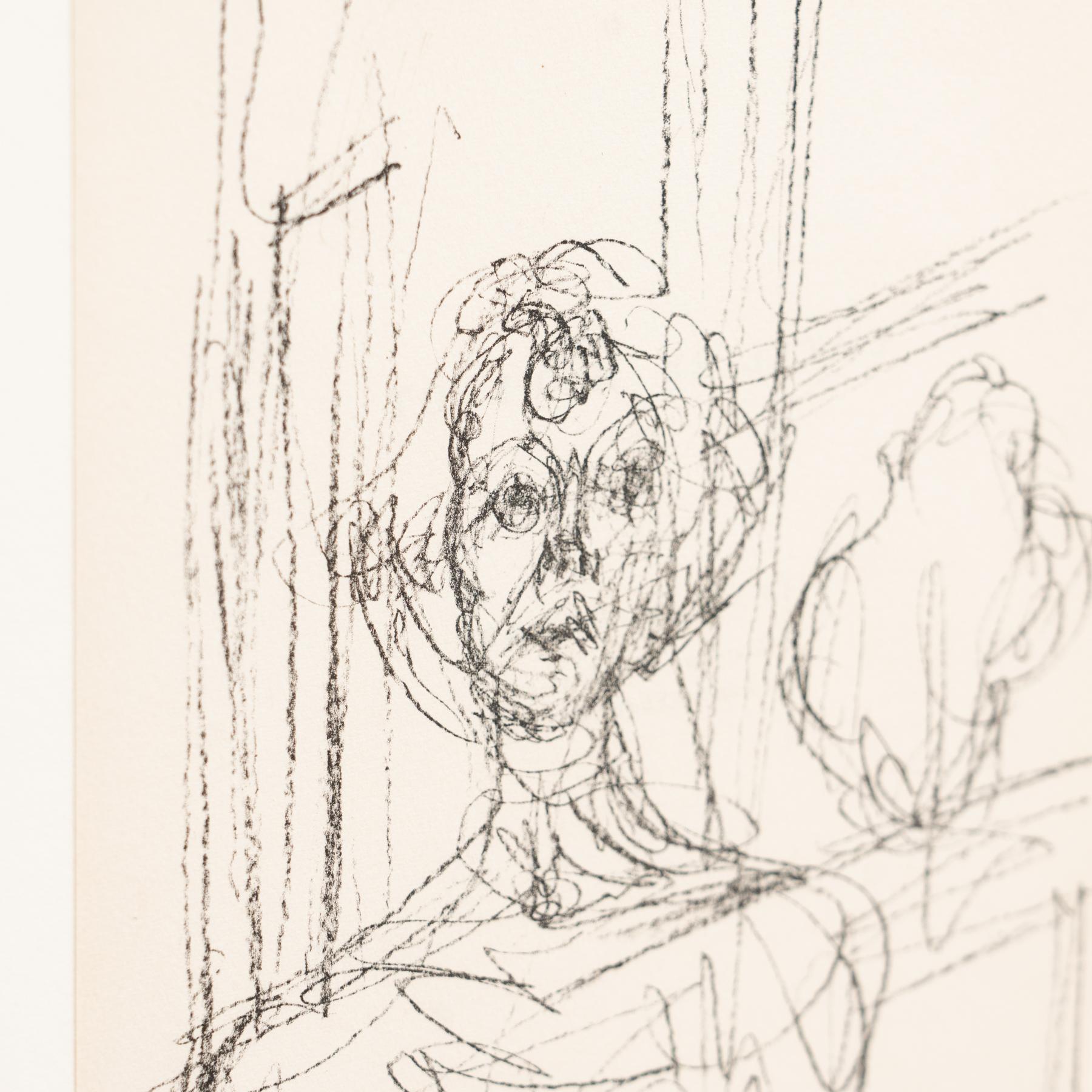 Alberto Giacometti 'Annette' Schwarz-Weiß-Lithographie, um 1964 im Angebot 1