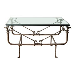 Mesa baja Giacometti de bronce y hierro Etrucsan de Paul Ferrante
