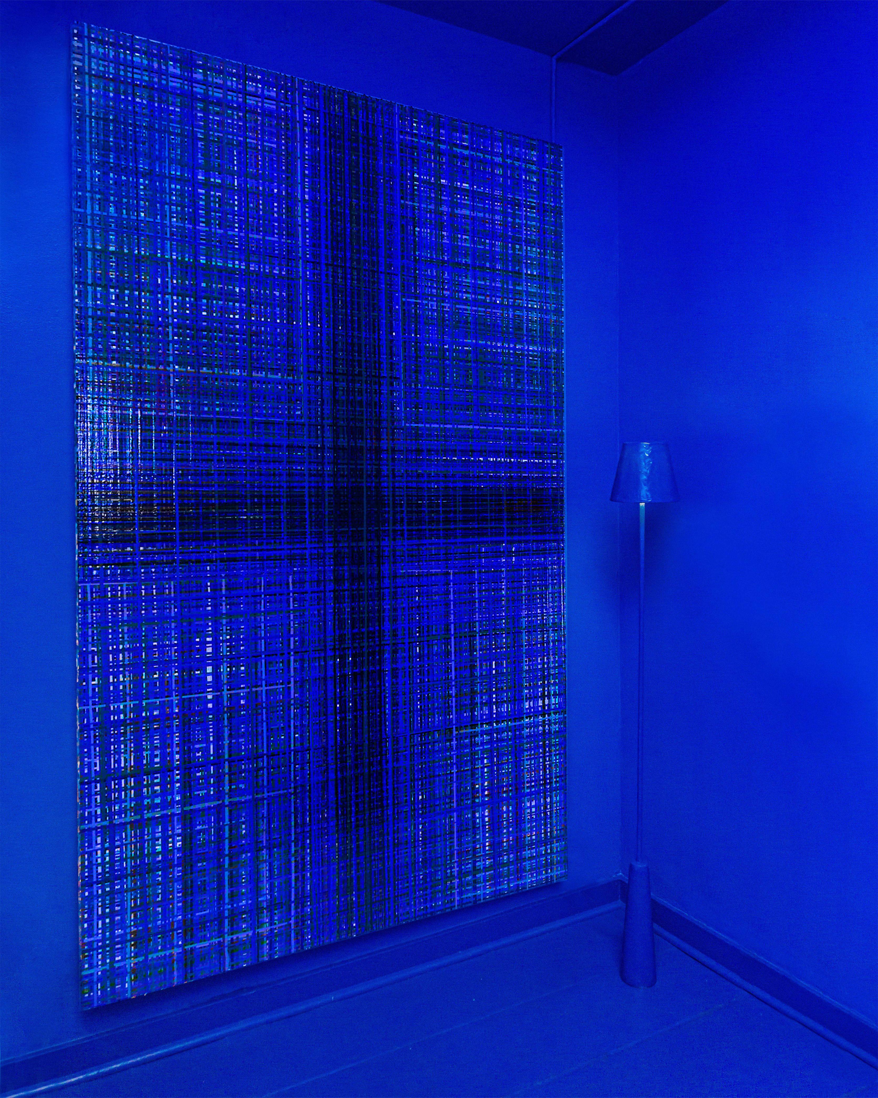 Moderne Lampadaire Giacometti en siliconé bleu par Bailey Fontain, REP par Tuleste Factory en vente