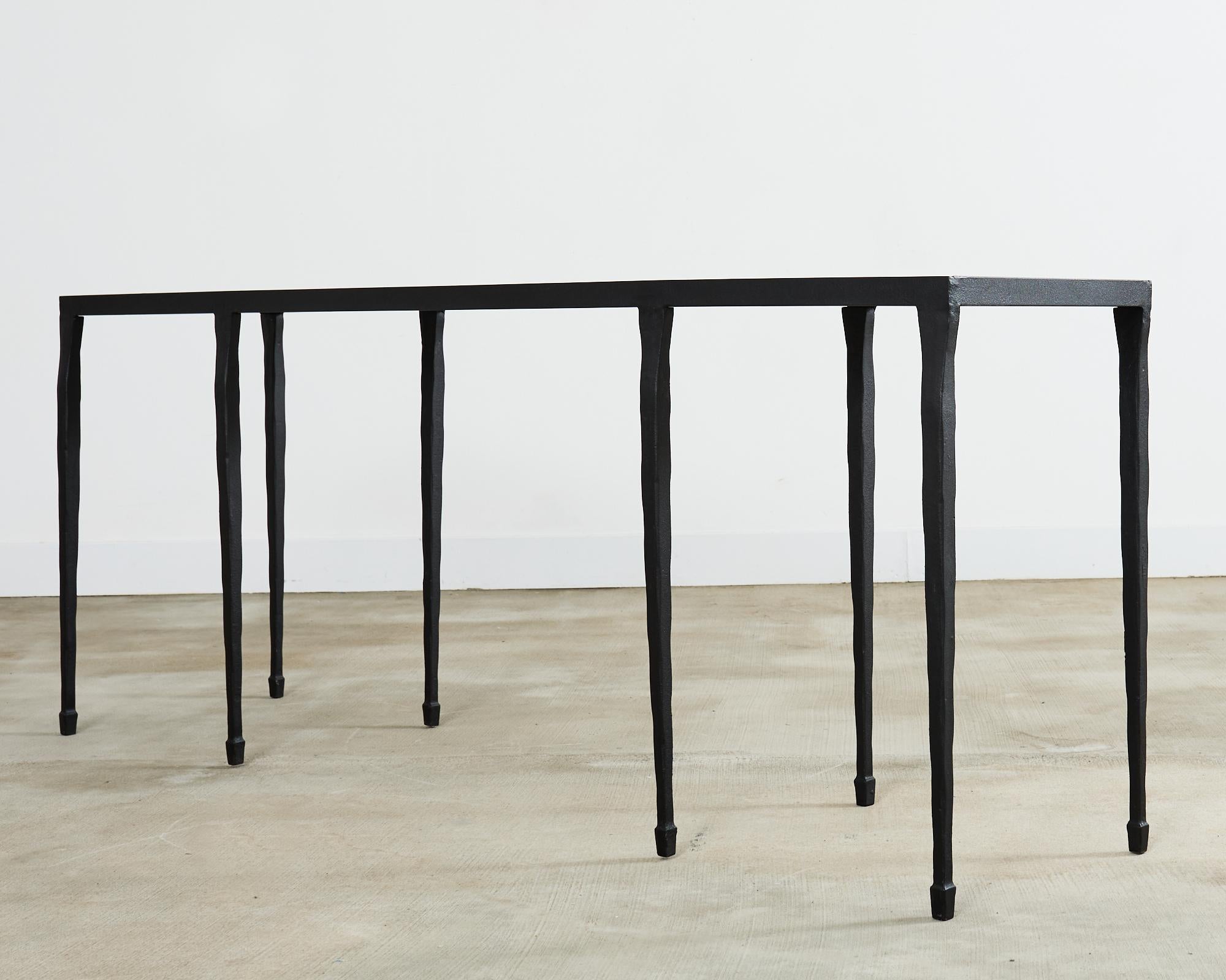 Giacometti Inspired Black Hammered Cast Iron Console Table 5