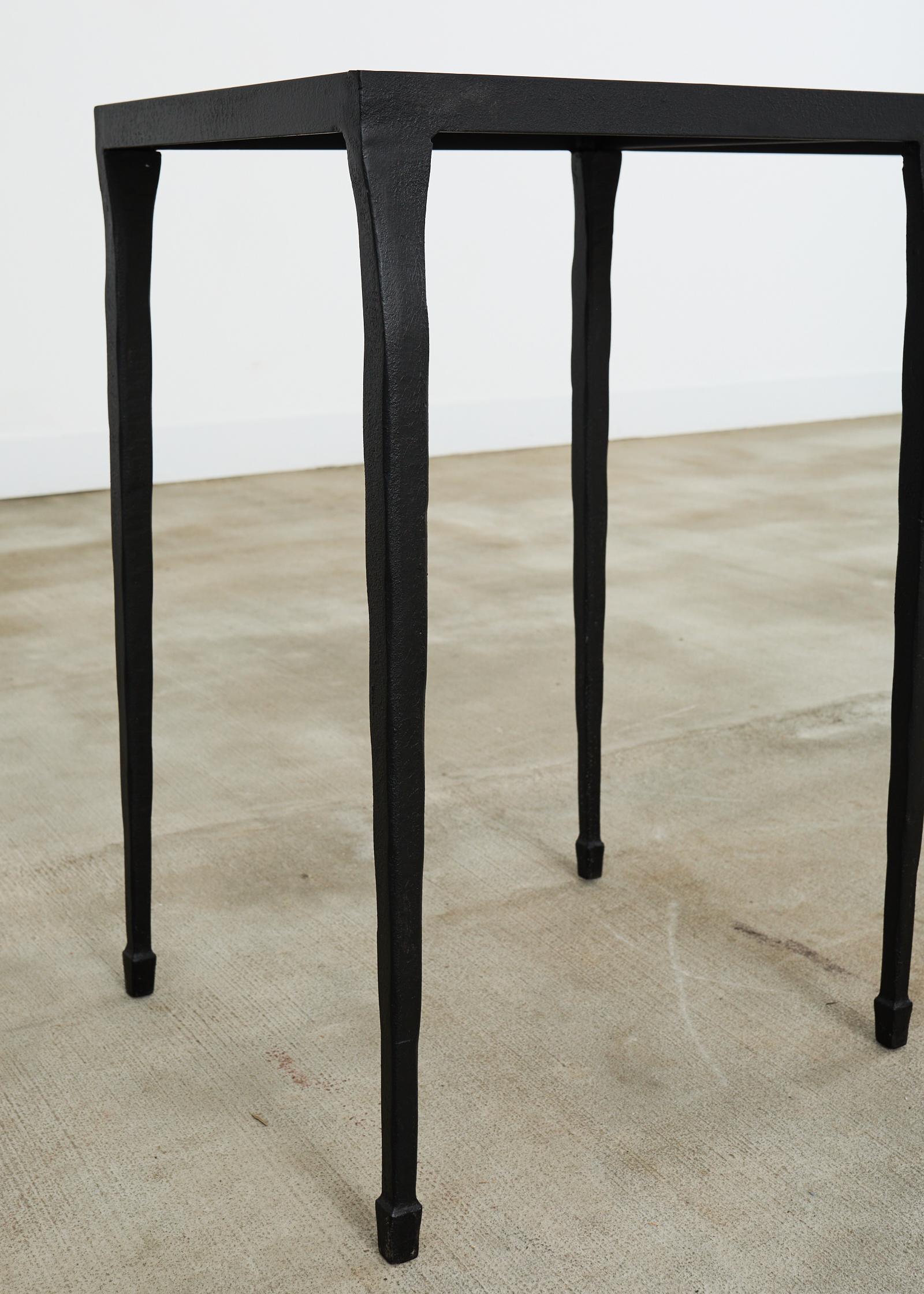 Giacometti Inspired Black Hammered Cast Iron Console Table 7