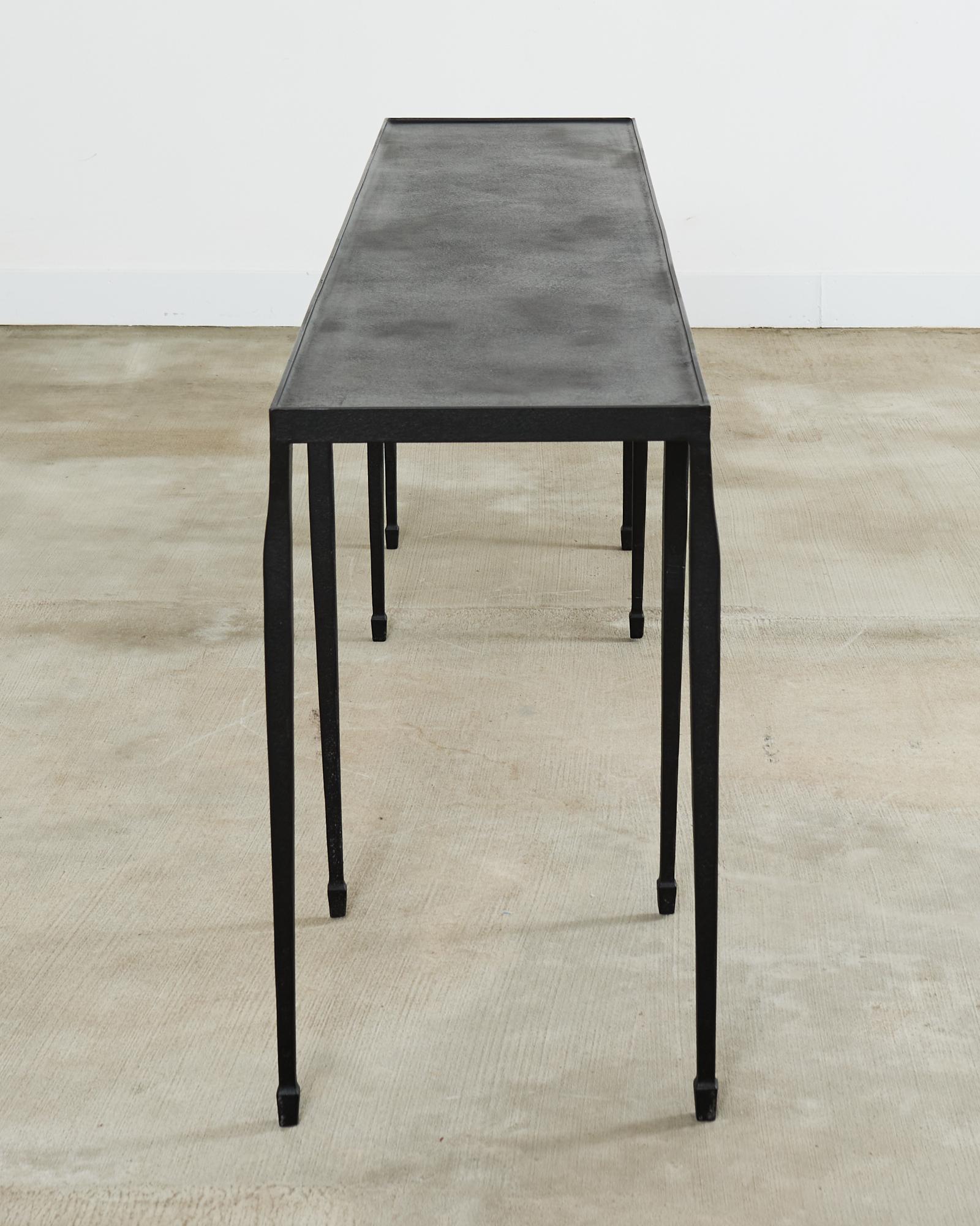Giacometti Inspired Black Hammered Cast Iron Console Table 9