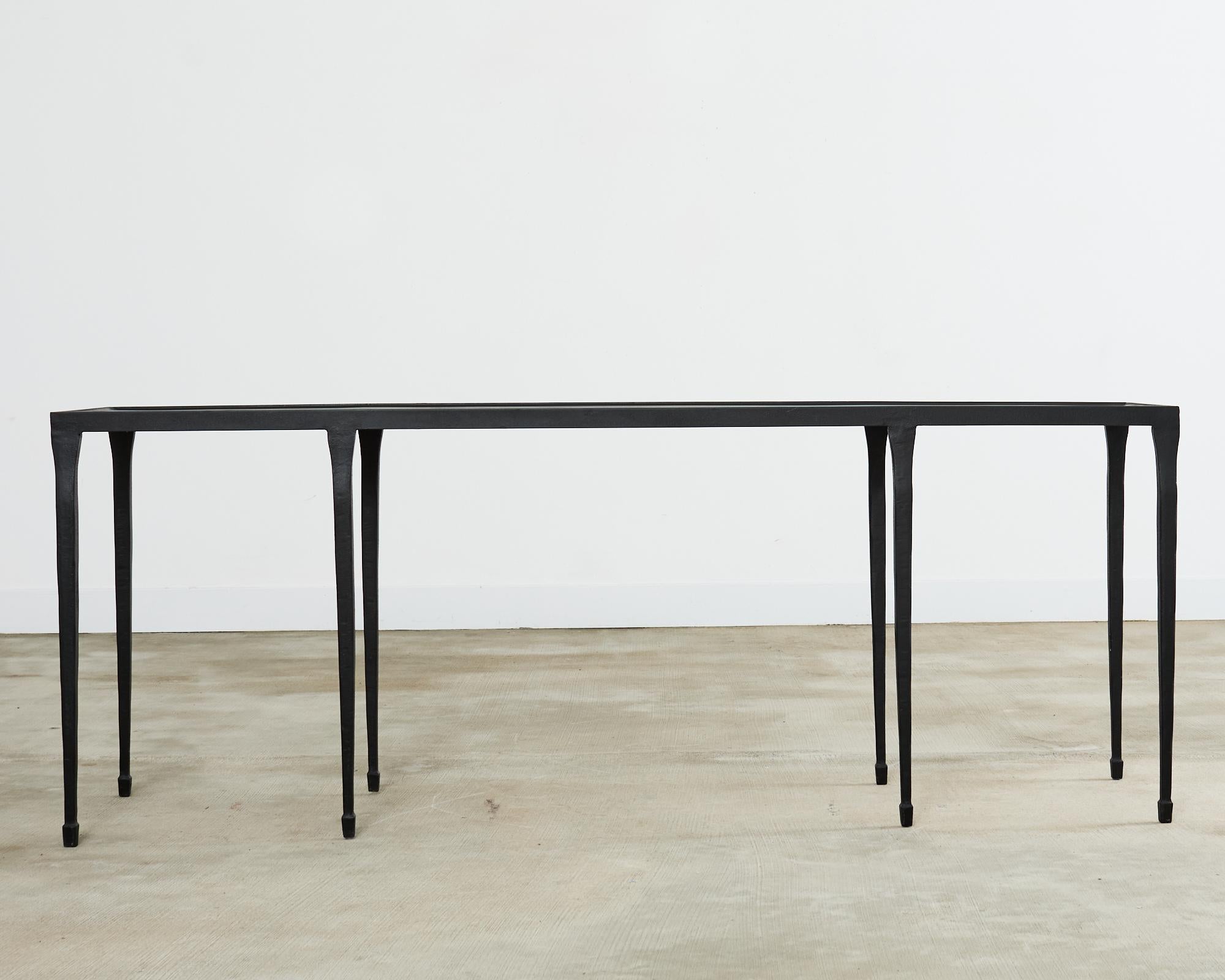 Giacometti Inspired Black Hammered Cast Iron Console Table 10