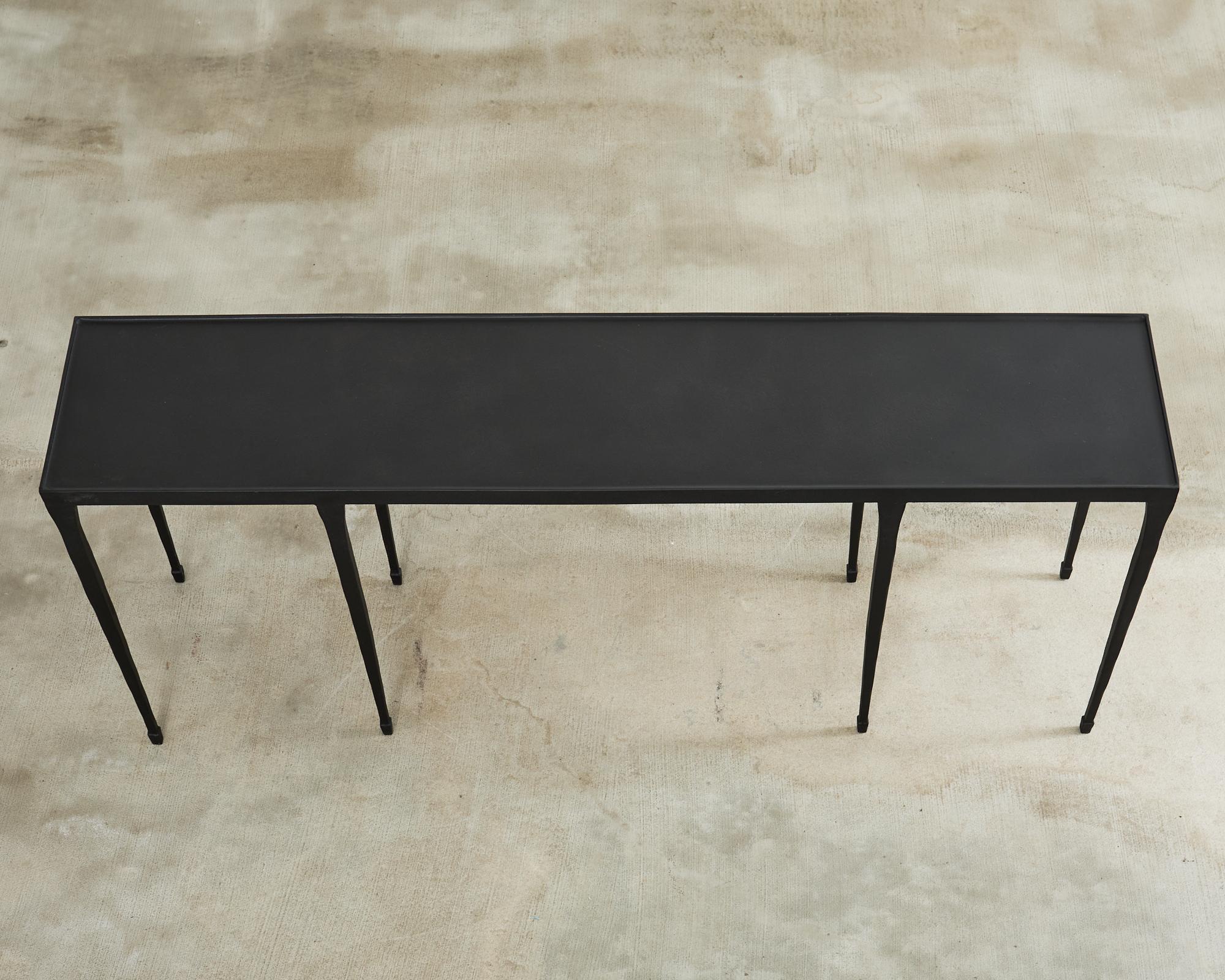 Giacometti Inspired Black Hammered Cast Iron Console Table 1