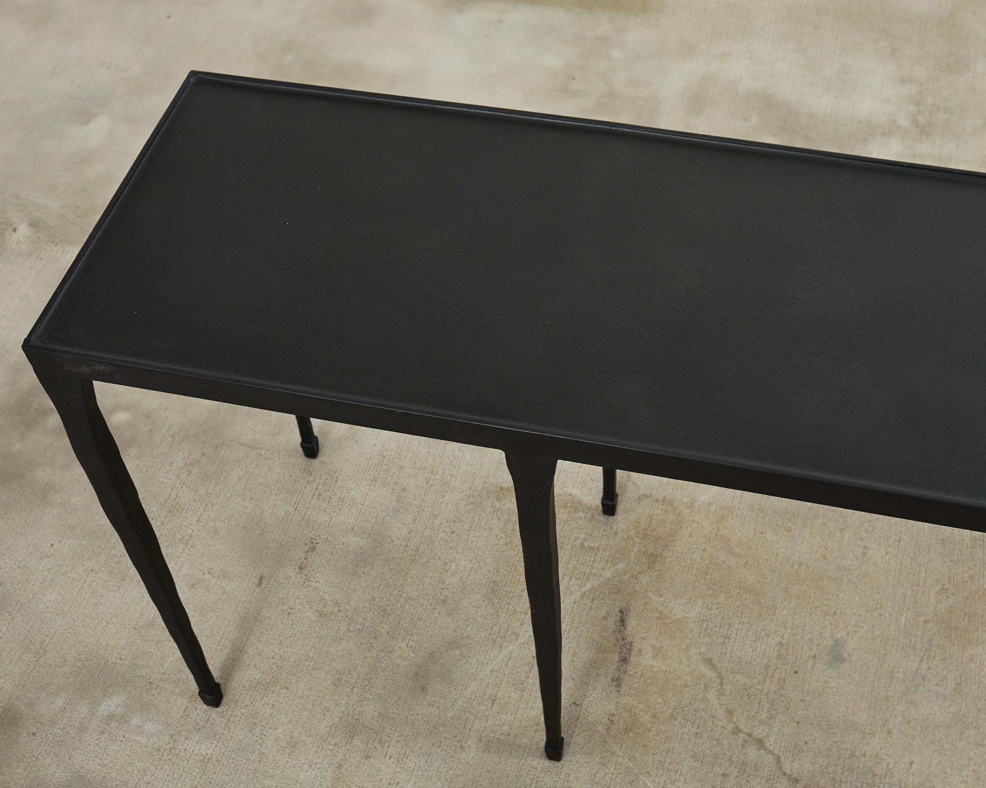 Giacometti Inspired Black Hammered Cast Iron Console Table 2