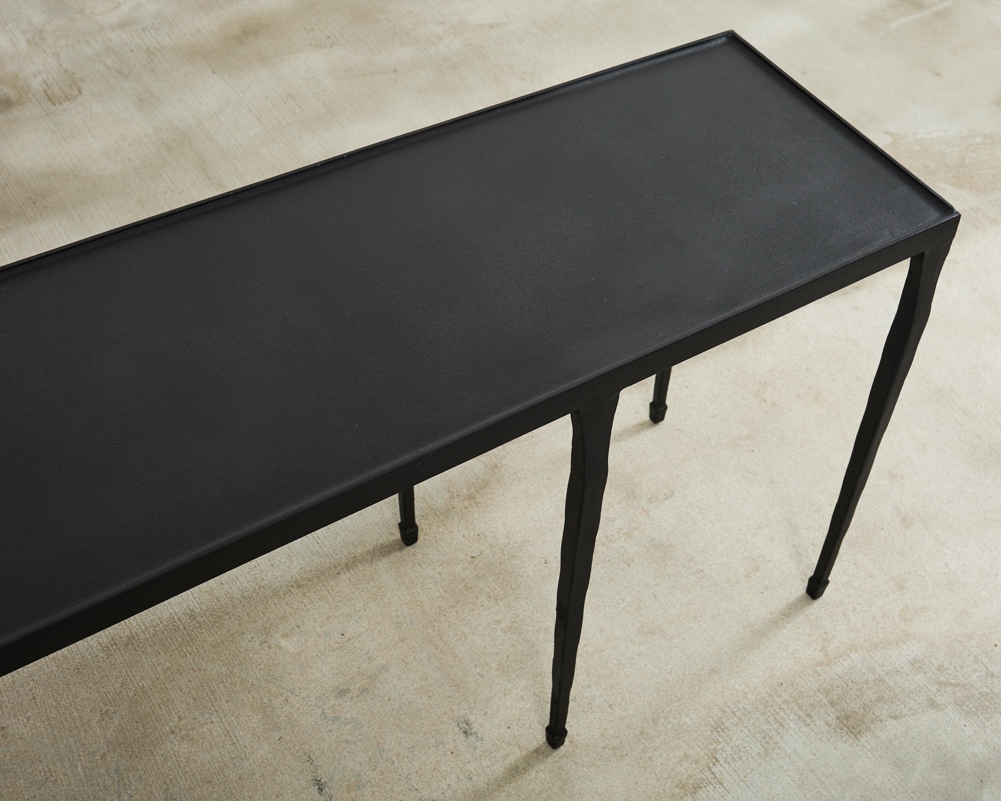 Giacometti Inspired Black Hammered Cast Iron Console Table 3