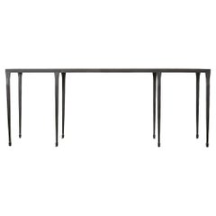 Antique Giacometti Inspired Black Hammered Cast Iron Console Table