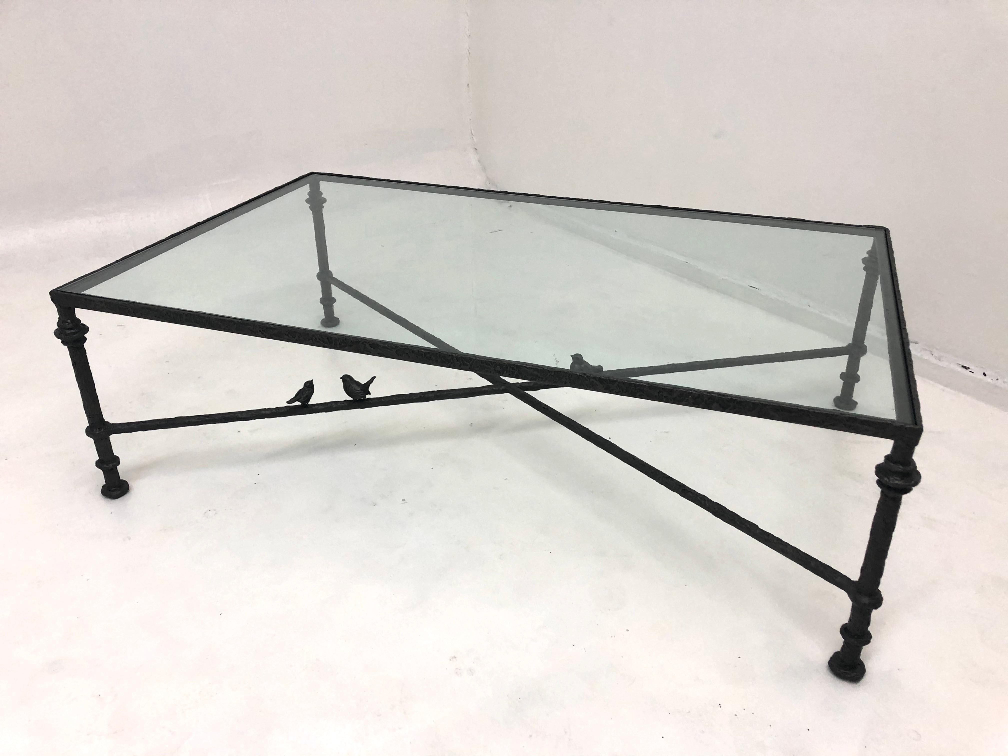 Custom fabricated iron table base with a 