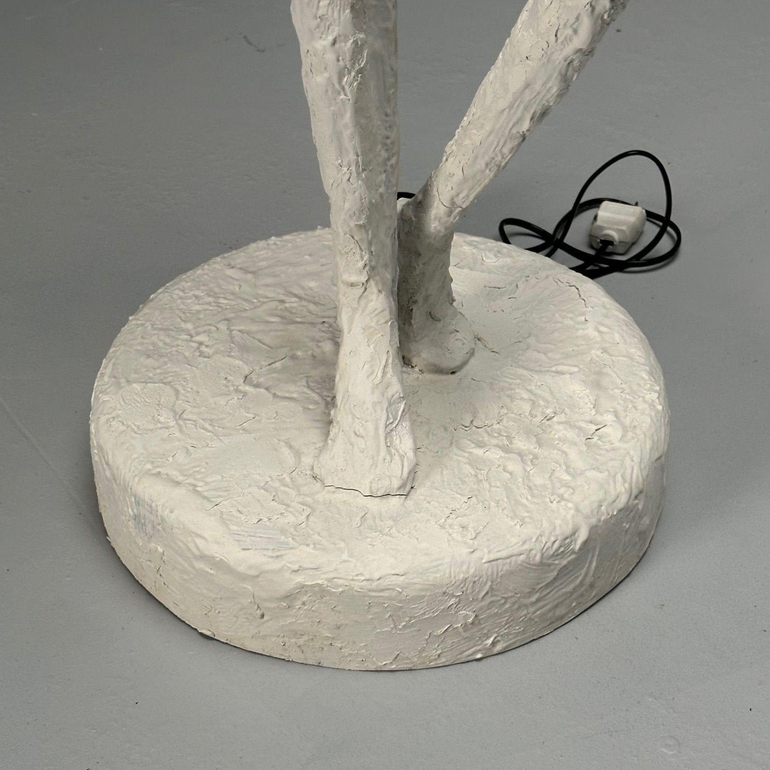 Giacometti Inspired, Contemporary, Floor Lamps, White Plaster, Wood, 2024 For Sale 6