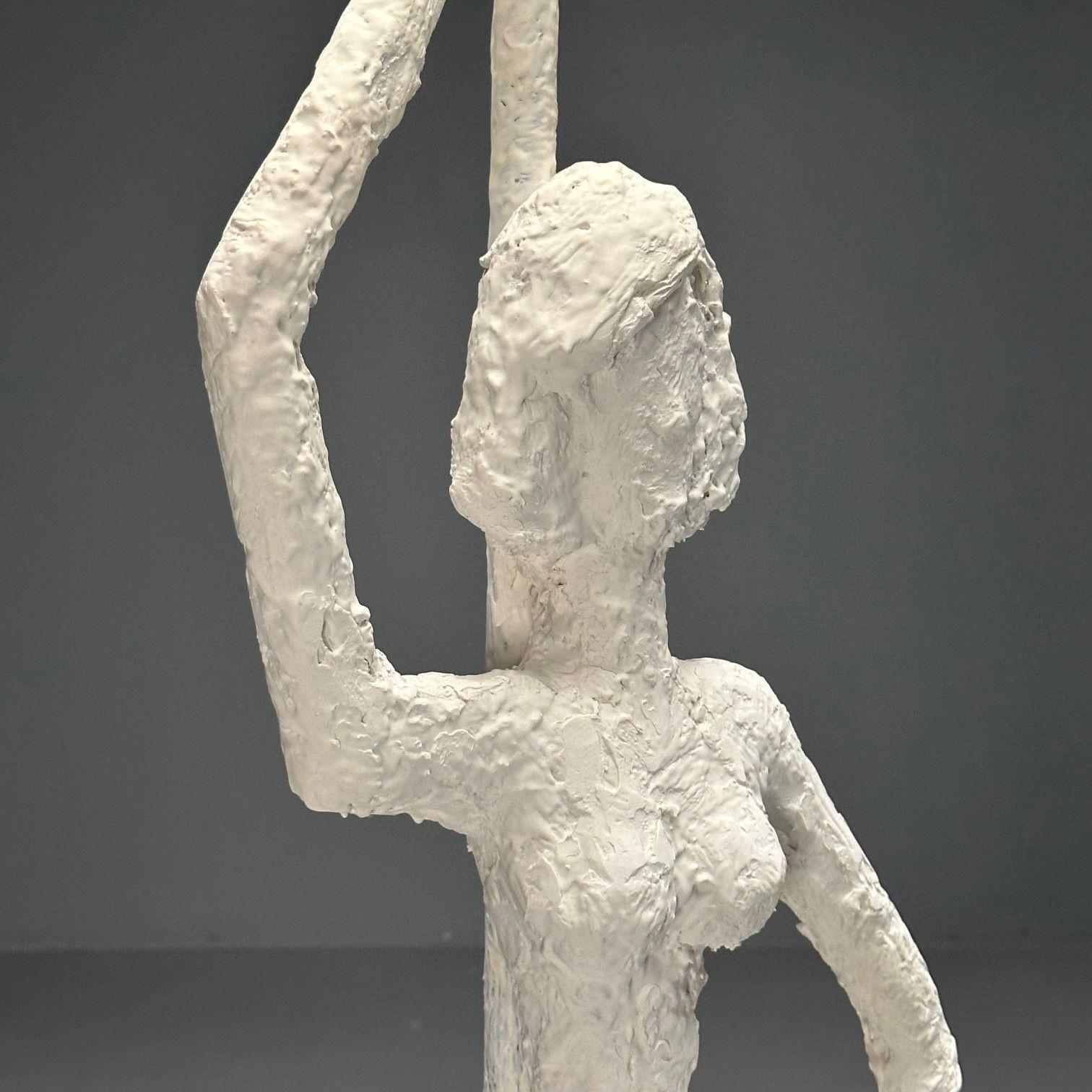 Giacometti Inspired, Contemporary, Floor Lamps, White Plaster, Wood, 2024 For Sale 1