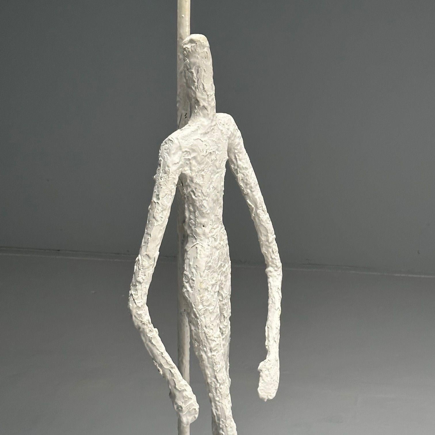 Giacometti Inspired, Contemporary, Floor Lamps, White Plaster, Wood, 2024 For Sale 3