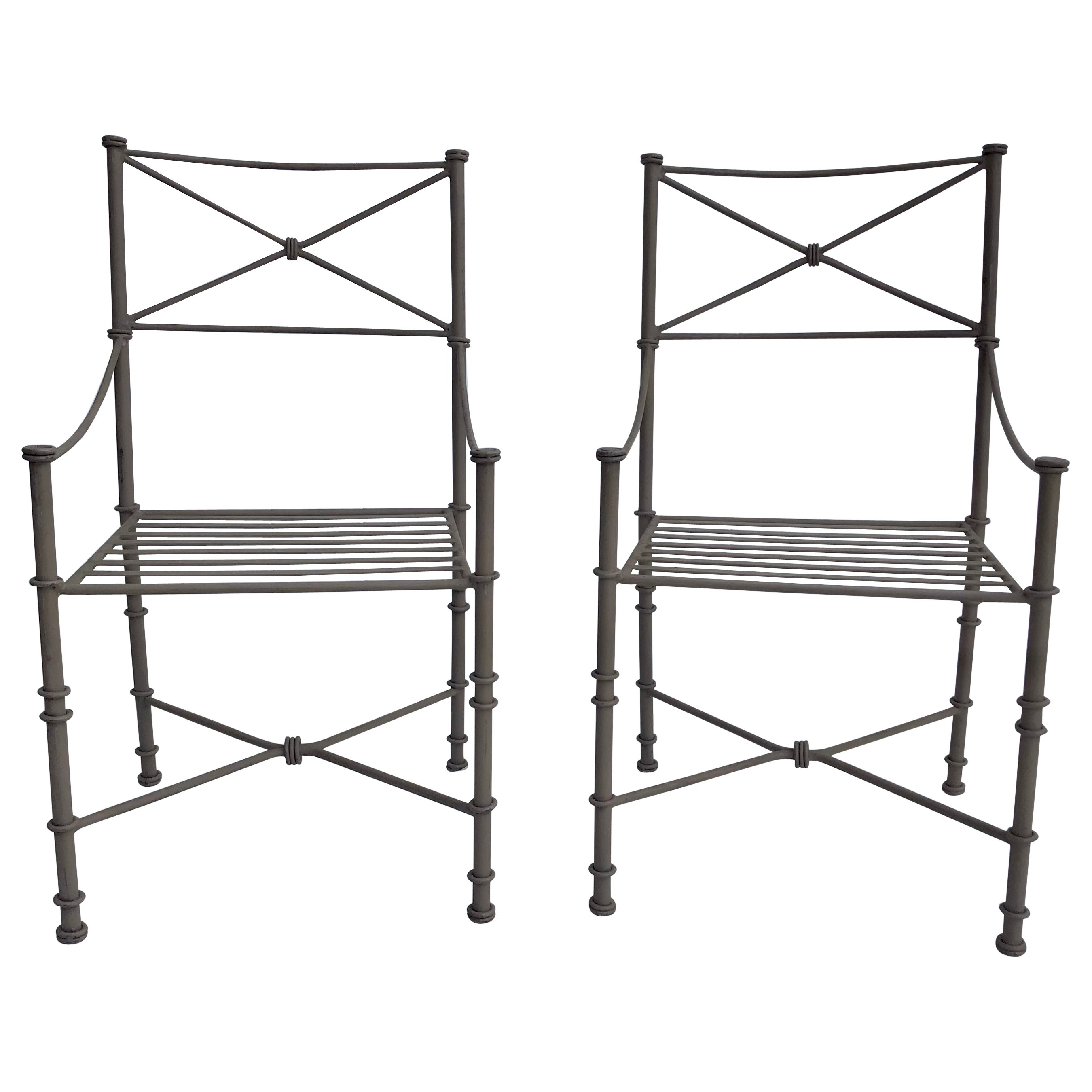 Giacometti Inspired Iron Garden Patio Chairs, Set of 4