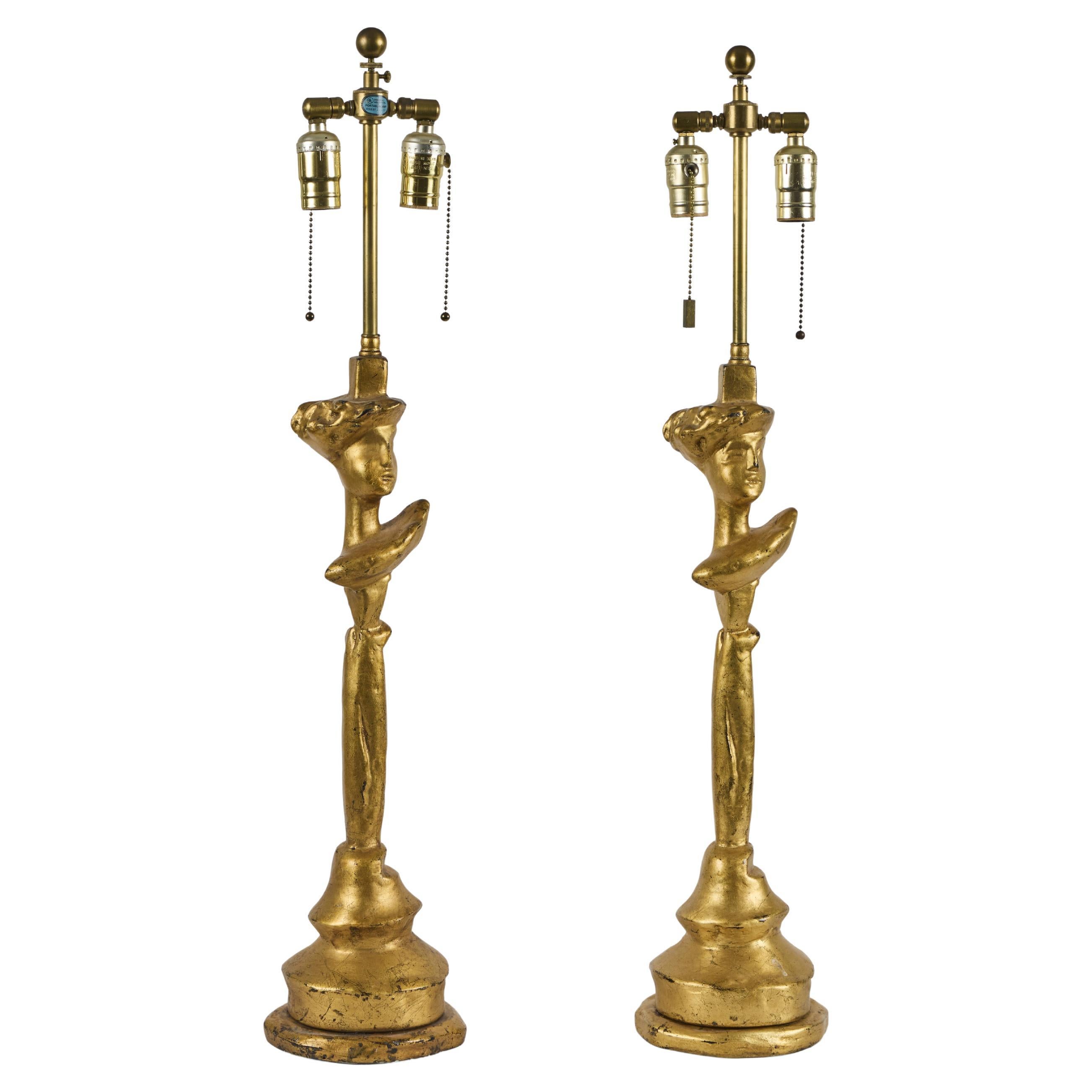 Giacometti Inspired Pair of Tete-a-Tete Lamps by Sirmons