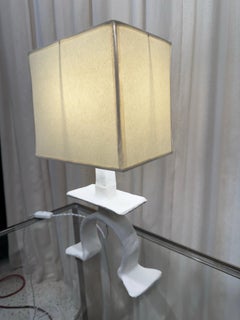 Giacometti Inspired Plaster over Metal Tribal Table Lamp