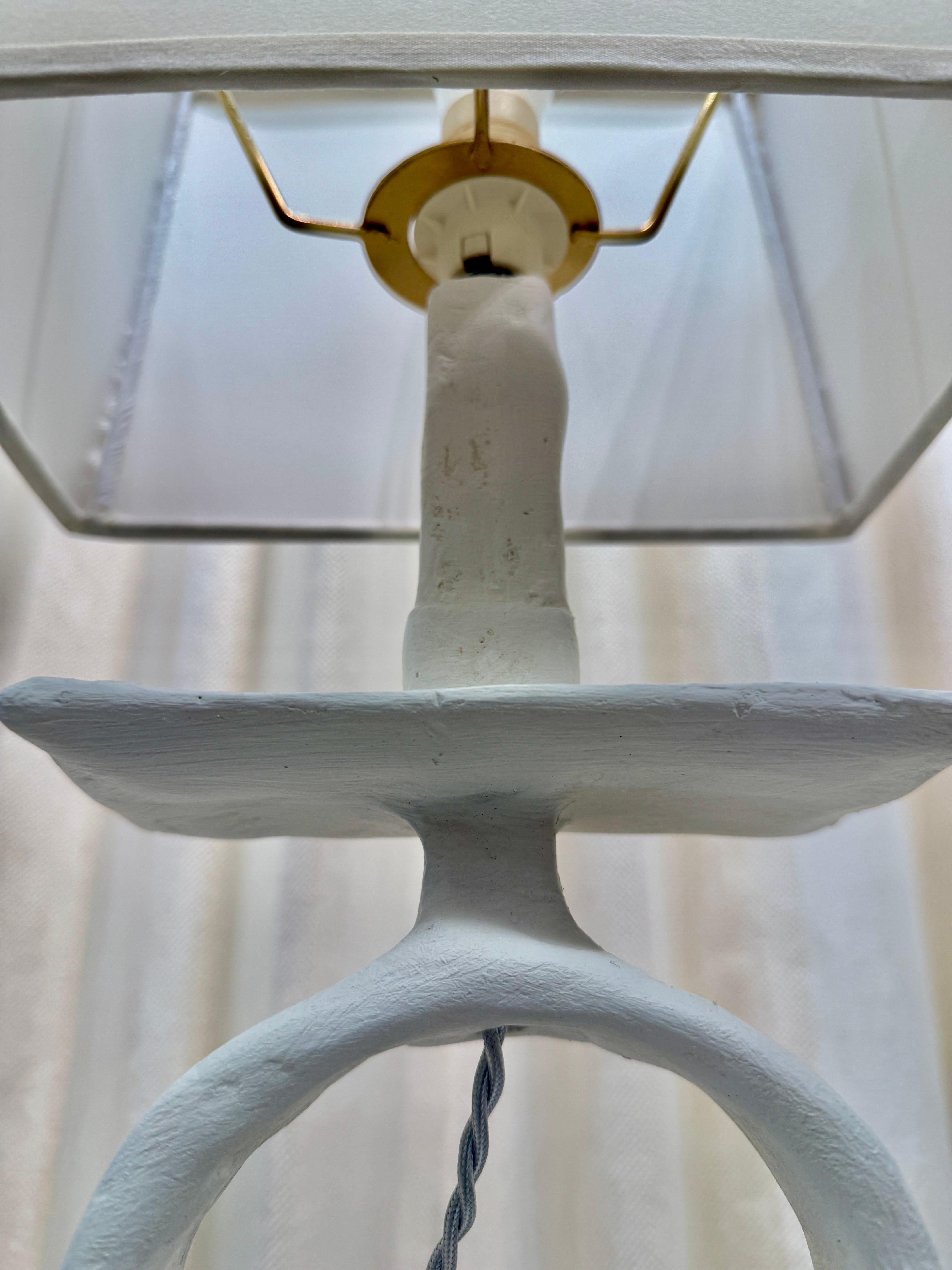 Giacometti Inspired Plaster over Metal Tribal Table Lamp For Sale 3