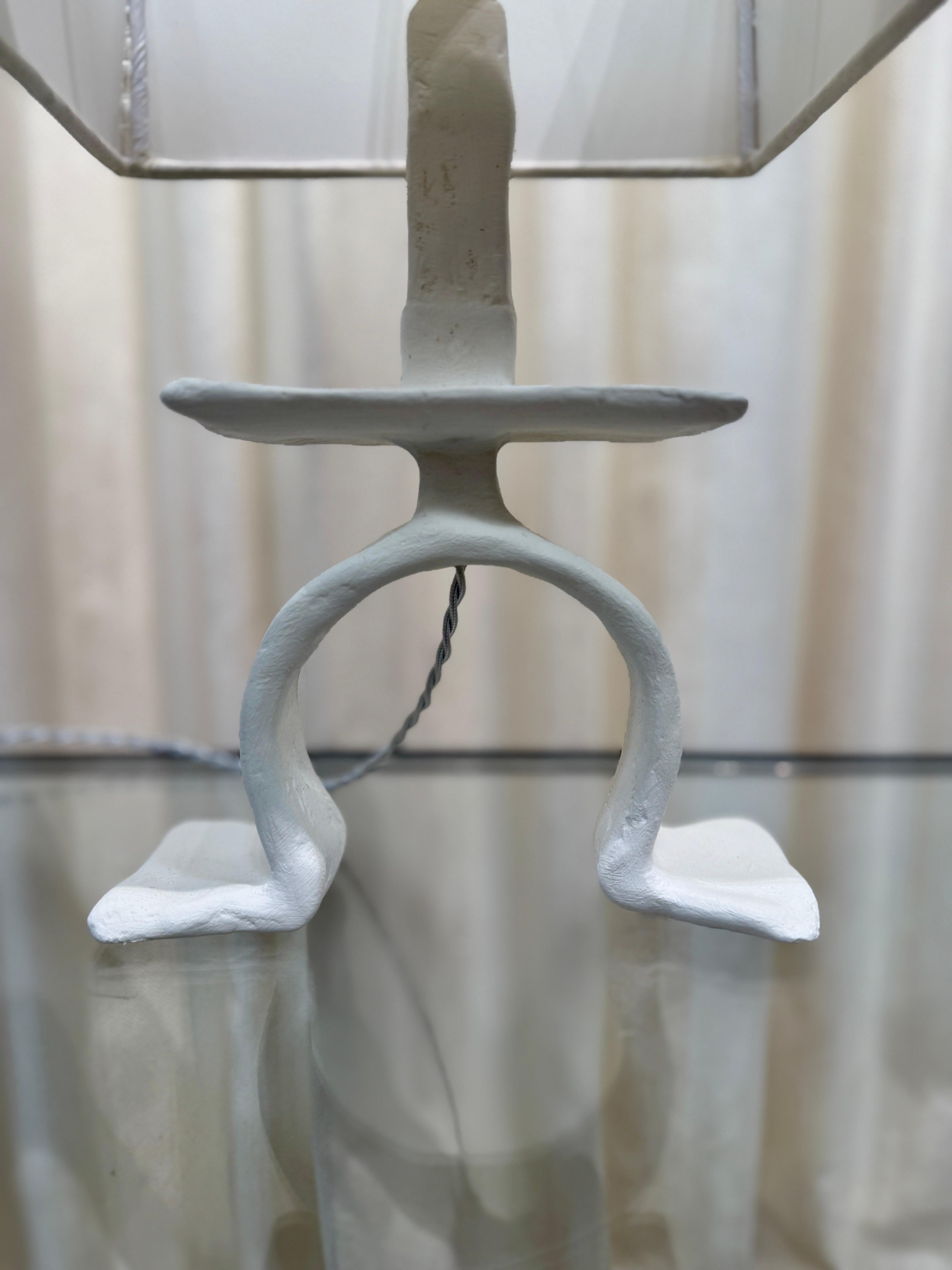 Giacometti Inspired Plaster over Metal Tribal Table Lamp For Sale 4